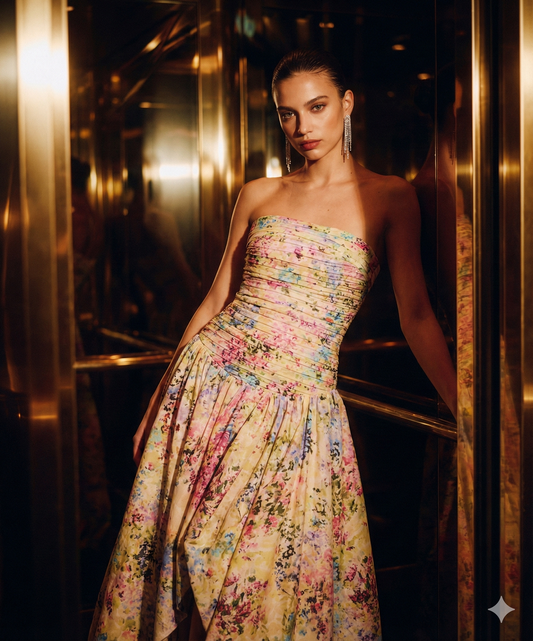 Floral Print Bubble Hem Maxi Dress