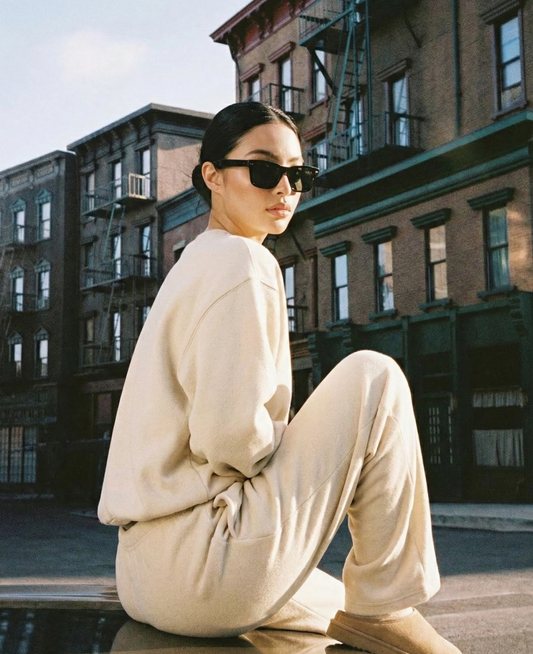 Fleece Sweatshirt - Women's Round Neck Loose Fit