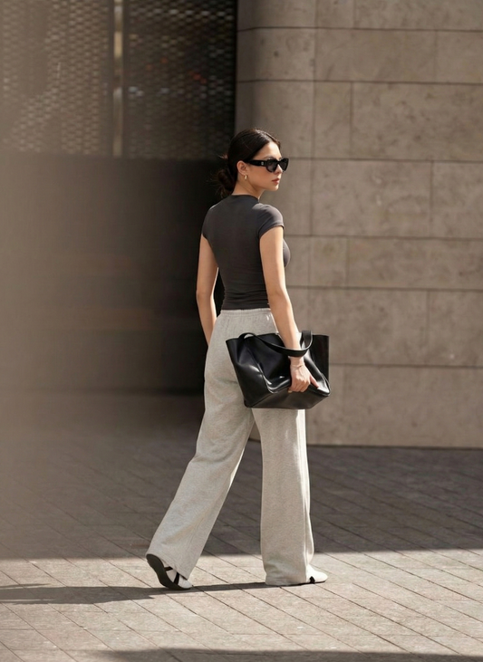 Polyester Wide-Leg Pants - Comfortable Flared Casual Style