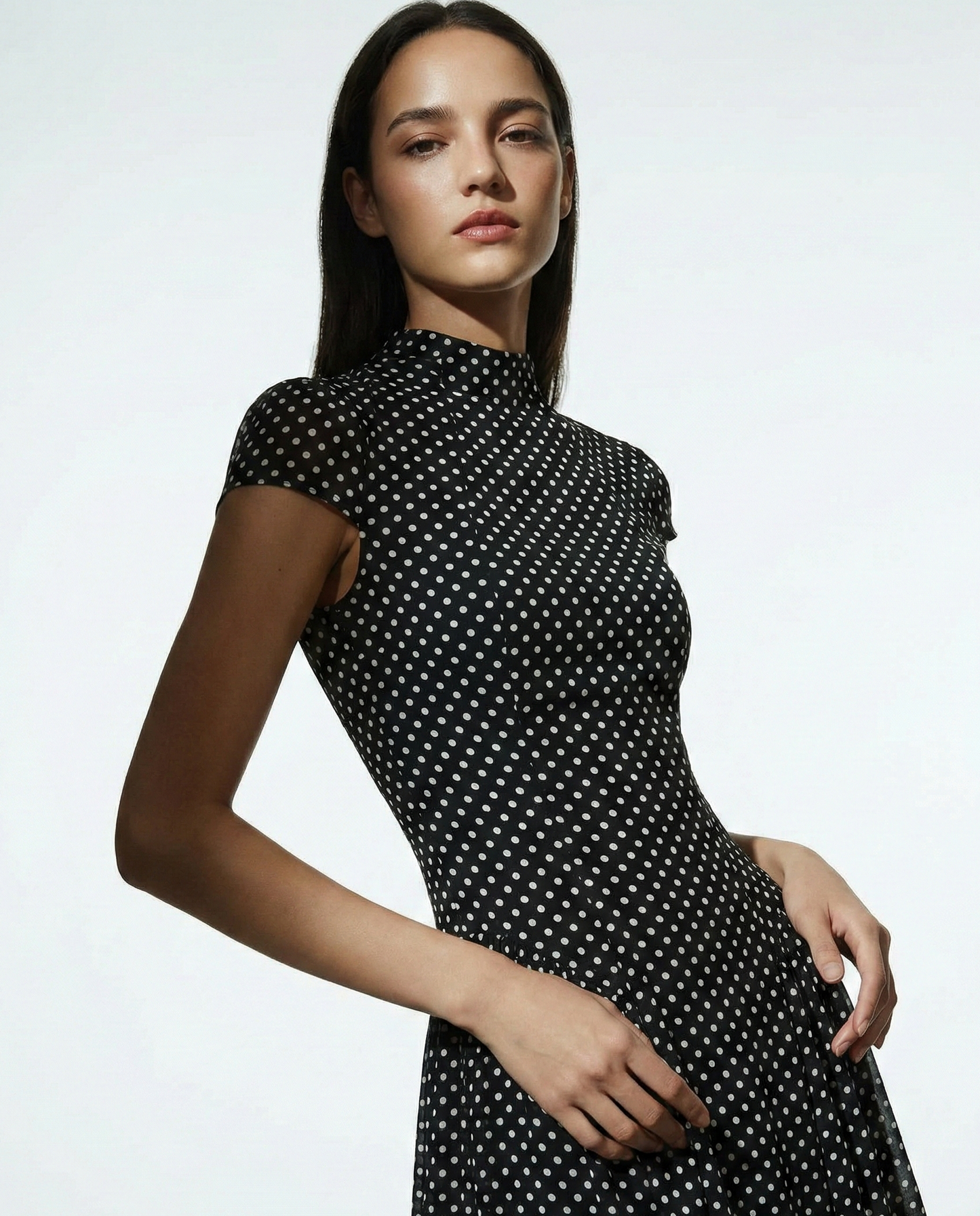 Cotton Silk Slip Dress - French Retro Polka Dot