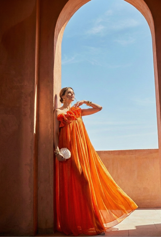 Refined One-Shoulder Floral Maxi Dress