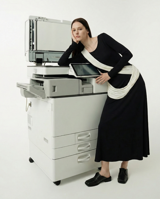 Polyester Long Sleeve Dress - Minimalist Color-Block with Ribbon