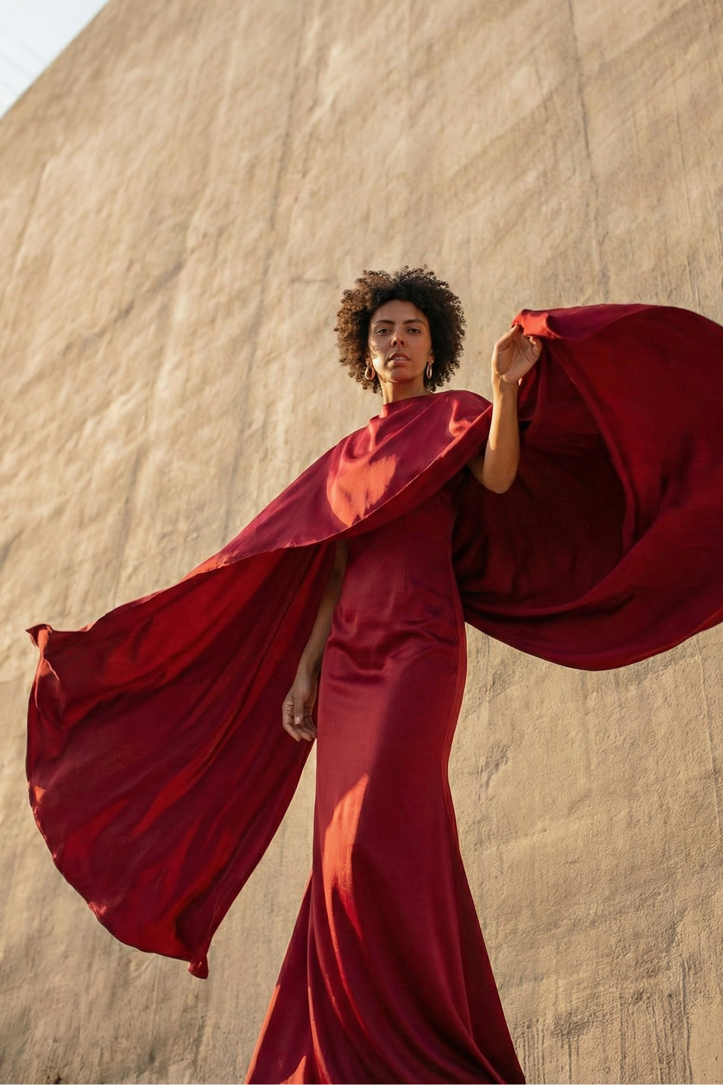 Viscose Dress with Shawl - Loose-Fitting High-Waisted Design