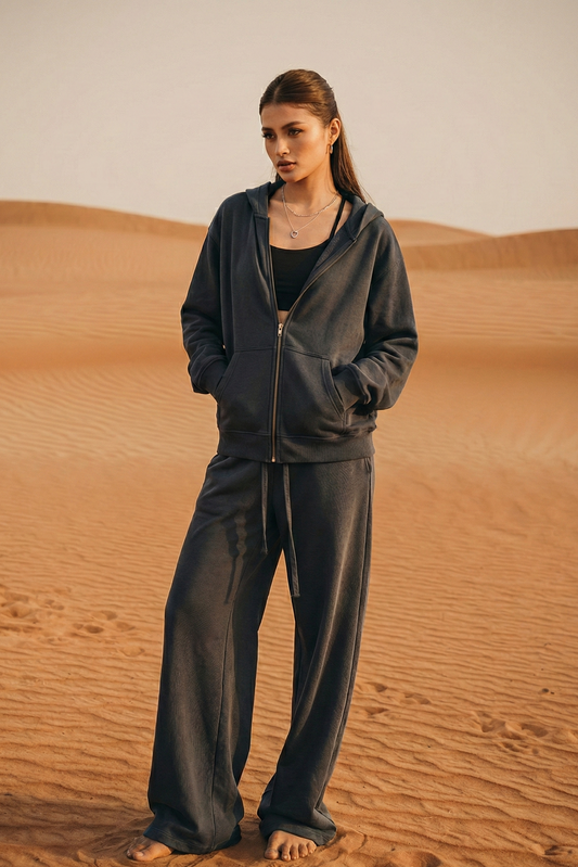 Cotton Zipper Hooded Sweatshirt - Slim Fit Jacket