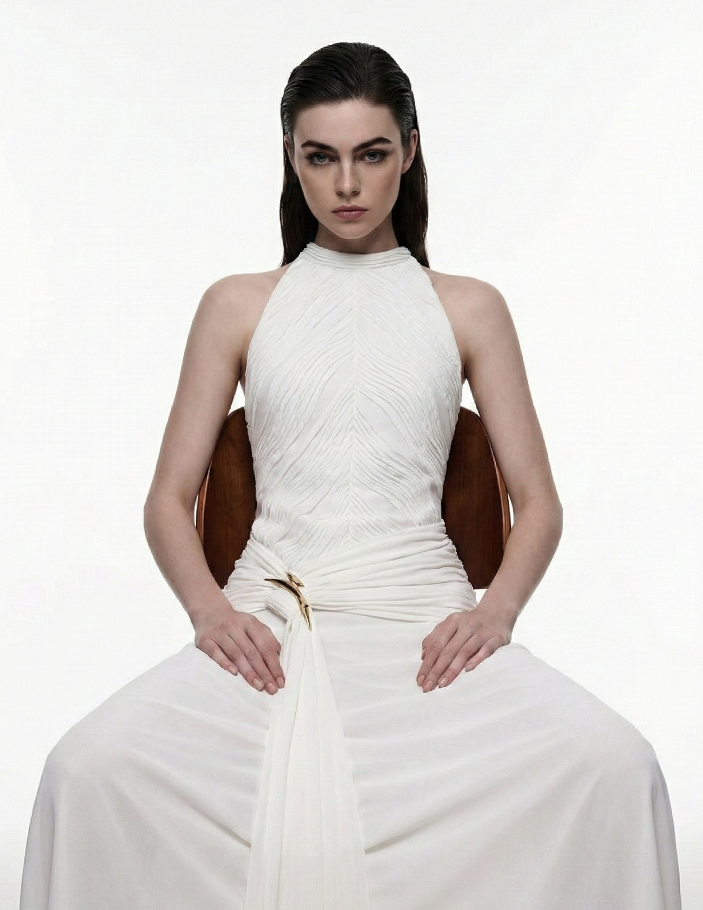 Elegant Sleeveless High-Waisted Bodycon Dress with Twisted Design