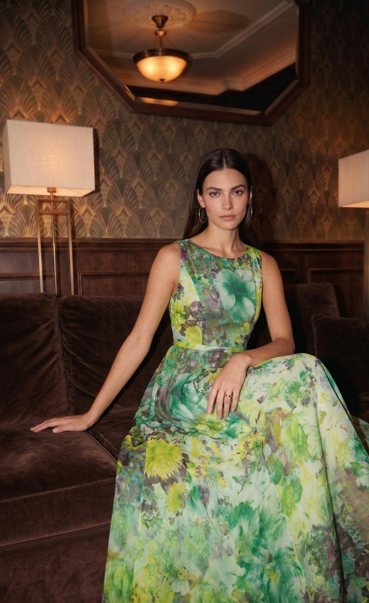 Polyester Sleeveless Floral Maxi Dress