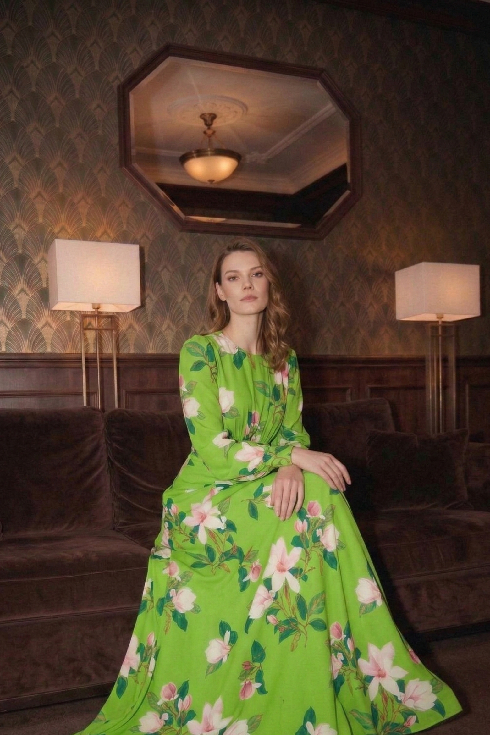 green satin floral dress Satin Floral Cami Maxi Dress JardinVue