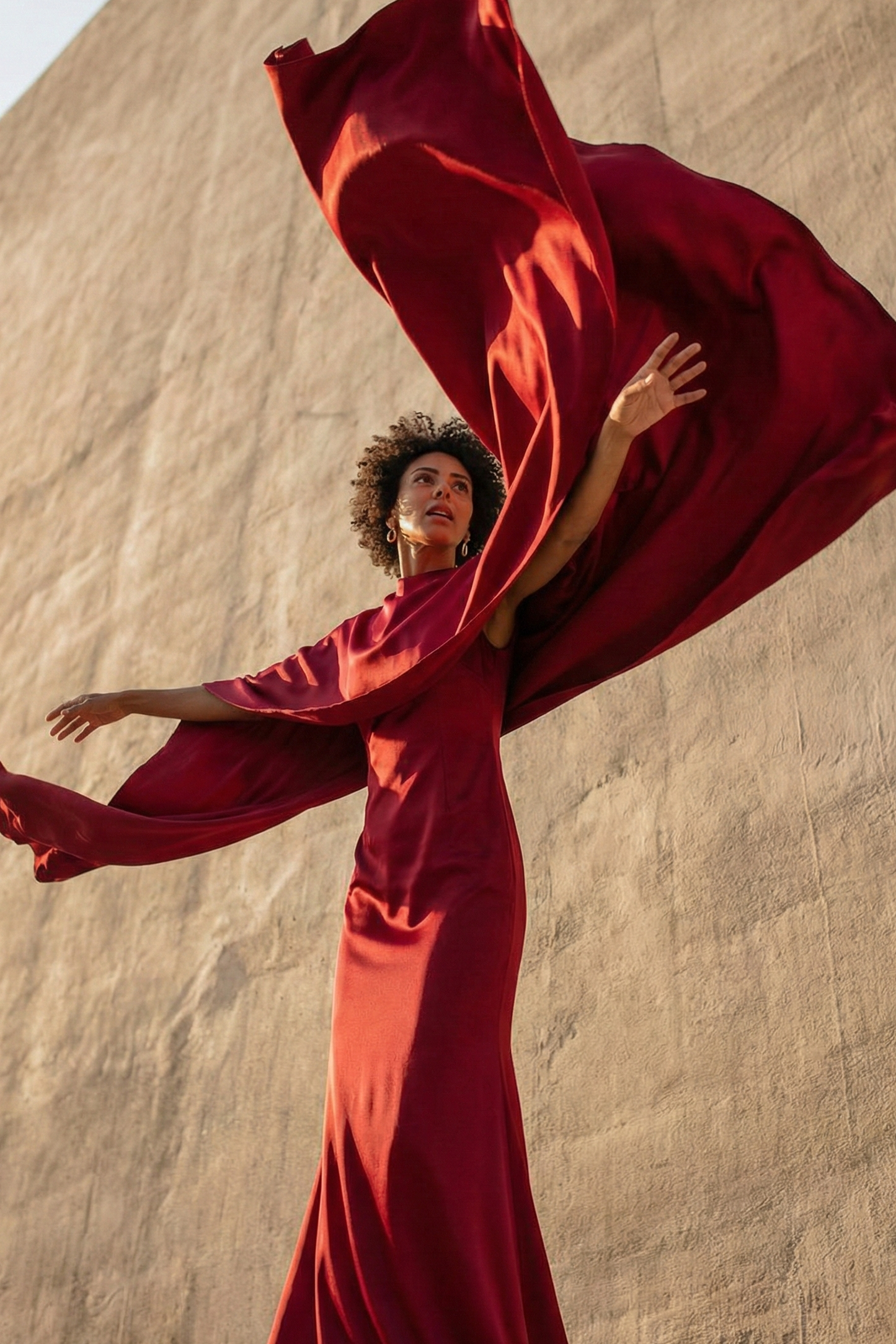 Viscose Dress with Shawl - Loose-Fitting High-Waisted Design