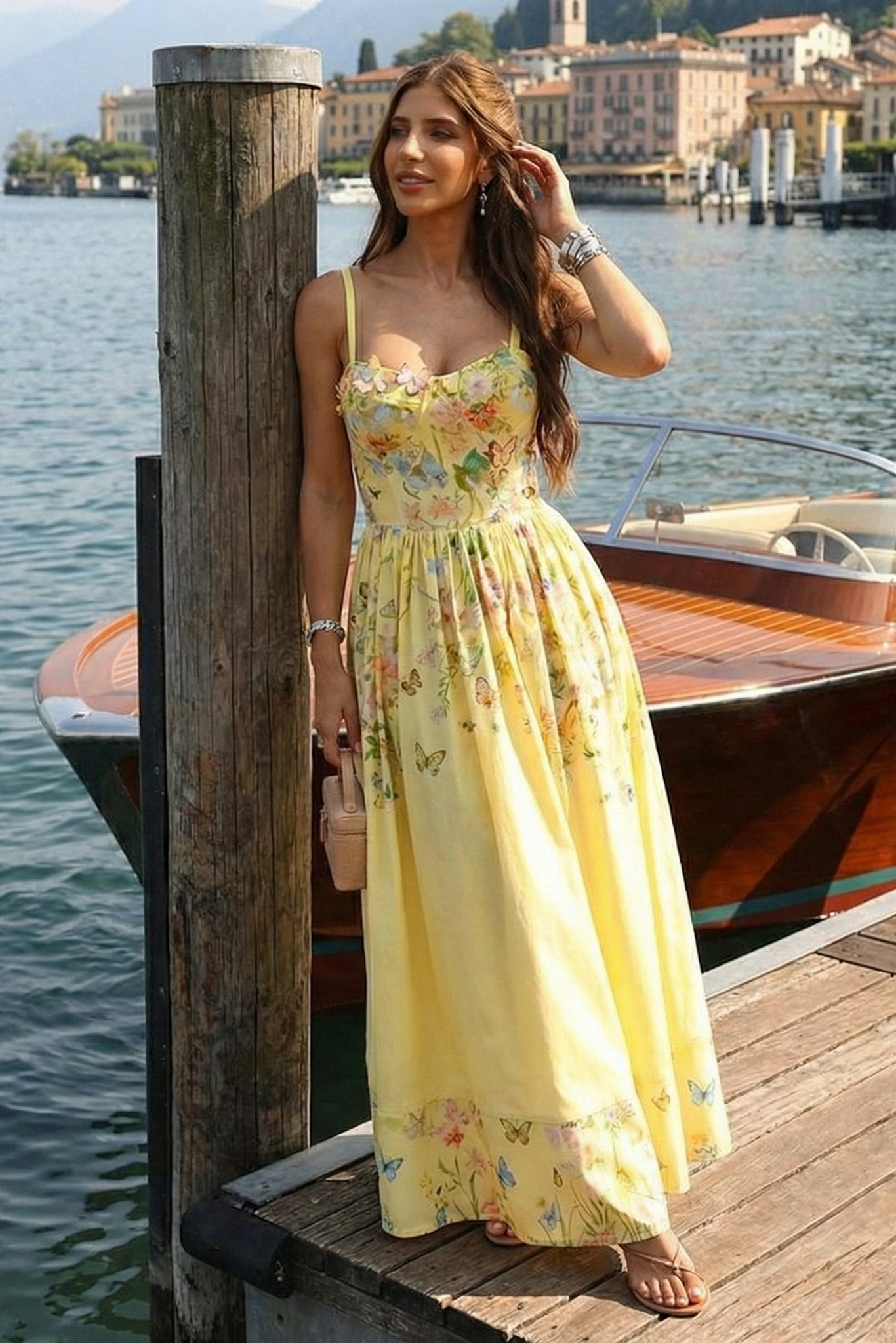 Polyester Floral Print Strapless Sleeveless Dress