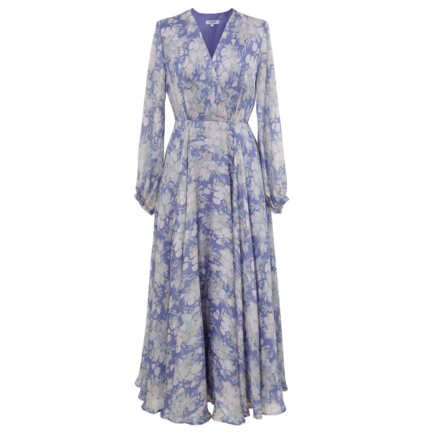 Tencel V-Neck Dress with Floral Print and Three-Quarter Sleeves