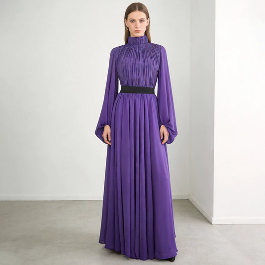 Polyester Vintage A-Line Dress with Cinched Waist