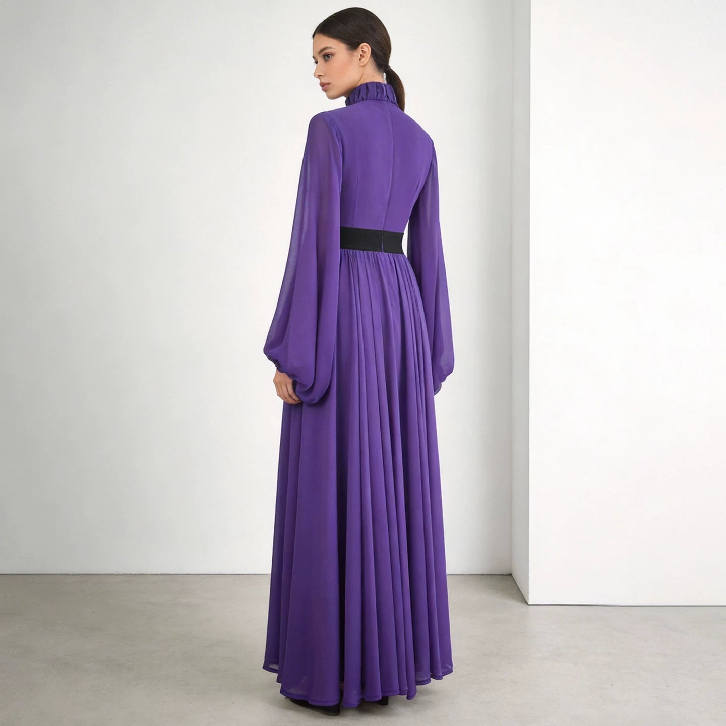 Polyester Vintage A-Line Dress with Cinched Waist