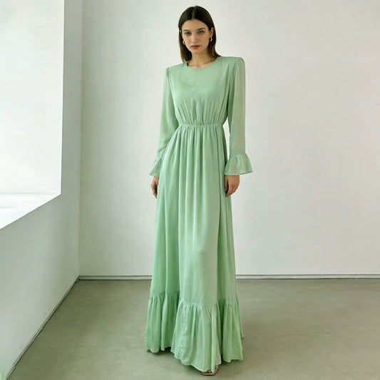 Viscose Faux Two-Piece Mint Green Dress