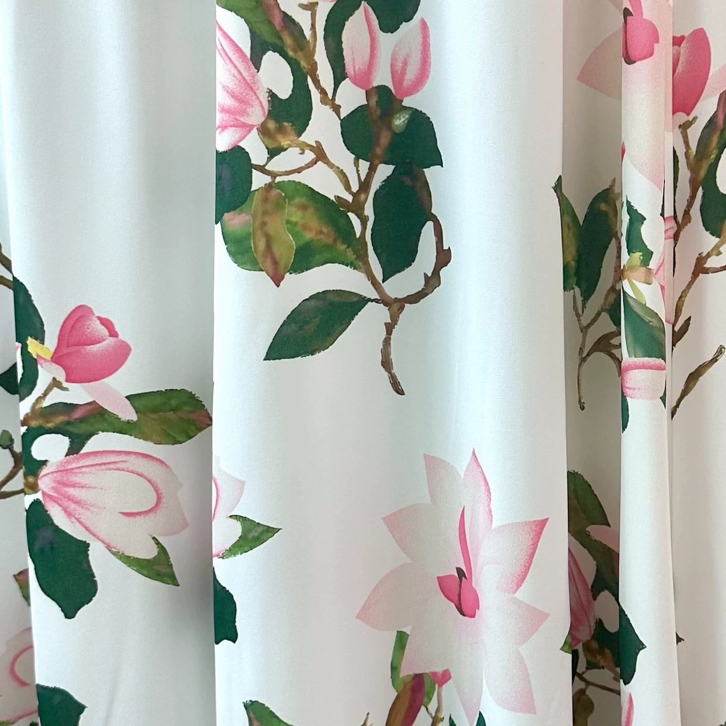 Satin Long Dress with Lantern Sleeves and Elegant Print