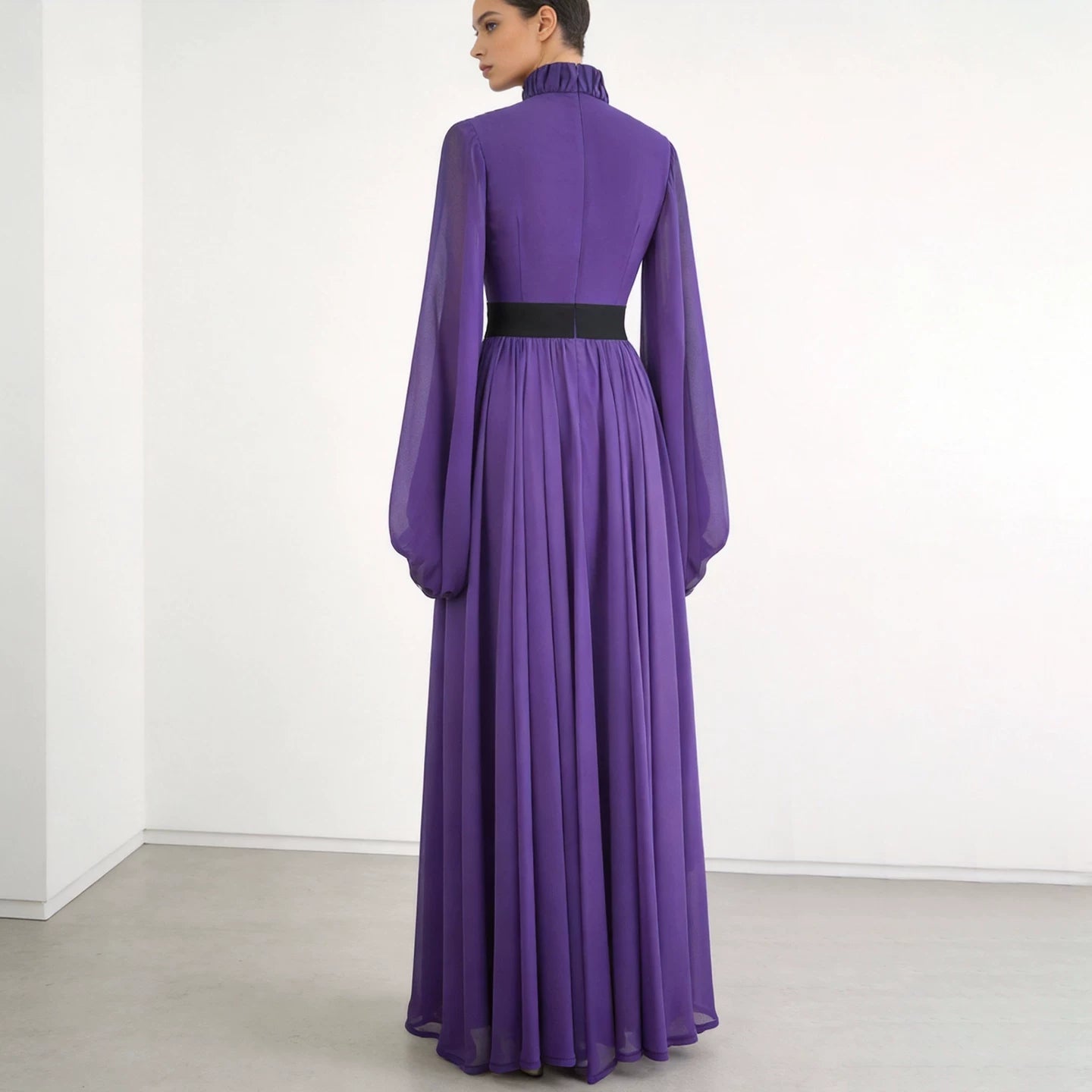 Polyester Vintage A-Line Dress with Cinched Waist