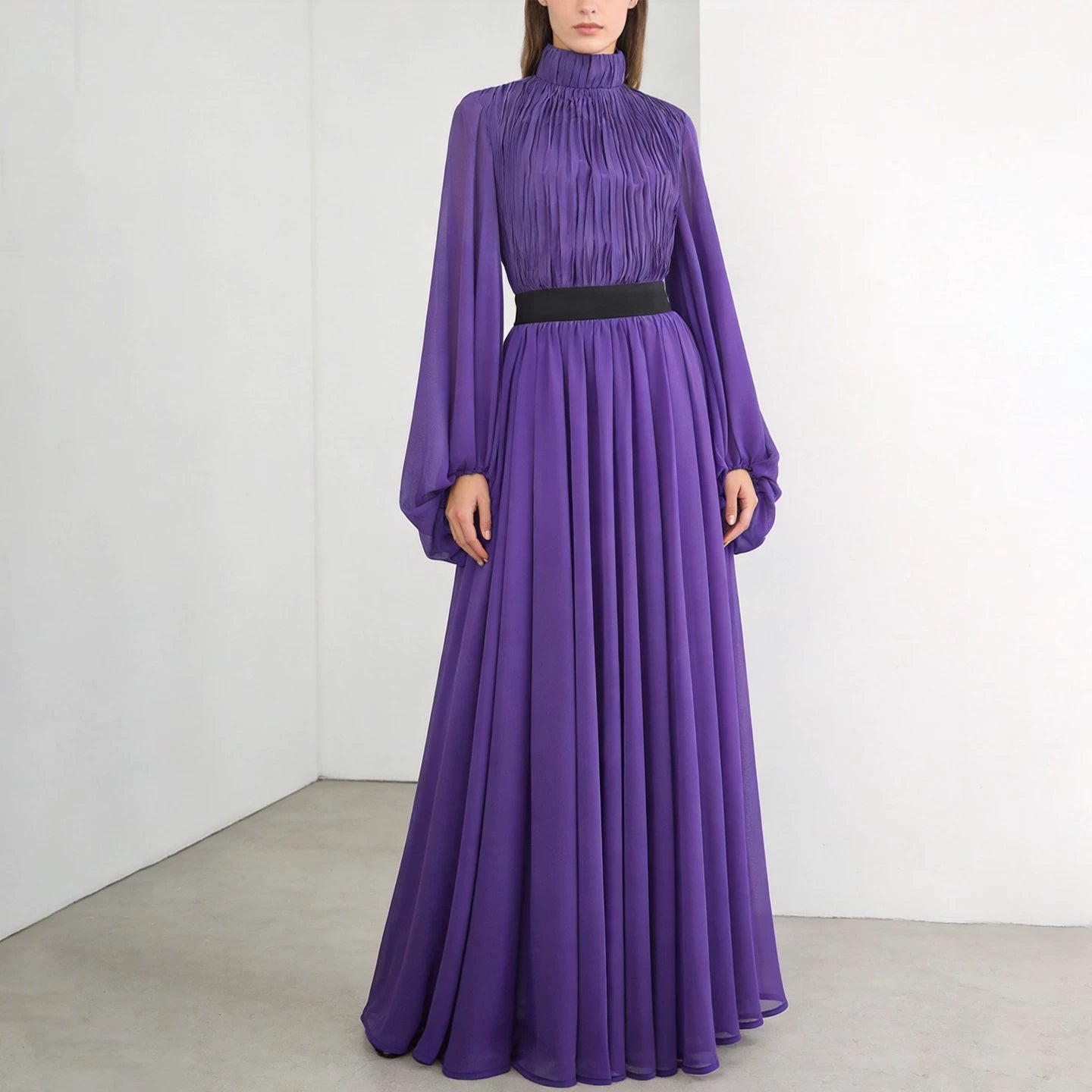 Polyester Vintage A-Line Dress with Cinched Waist