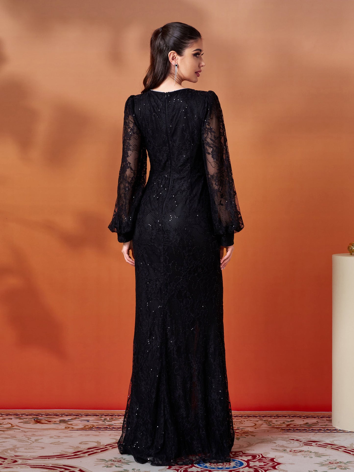 Soft-Touch Lace Prom Dress - Elegant Split Long Sleeve