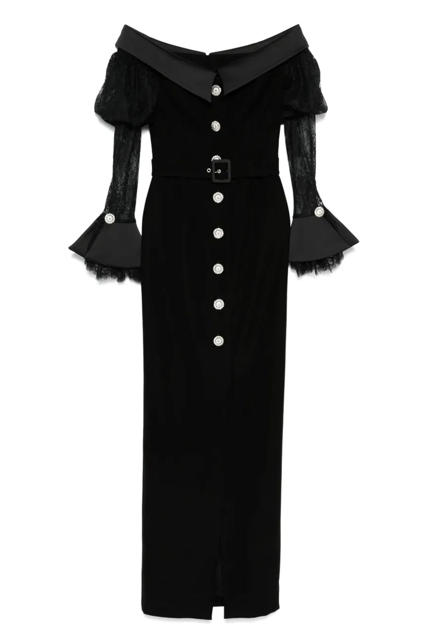 Sophisticated Black Off-Shoulder Lace Maxi Dress