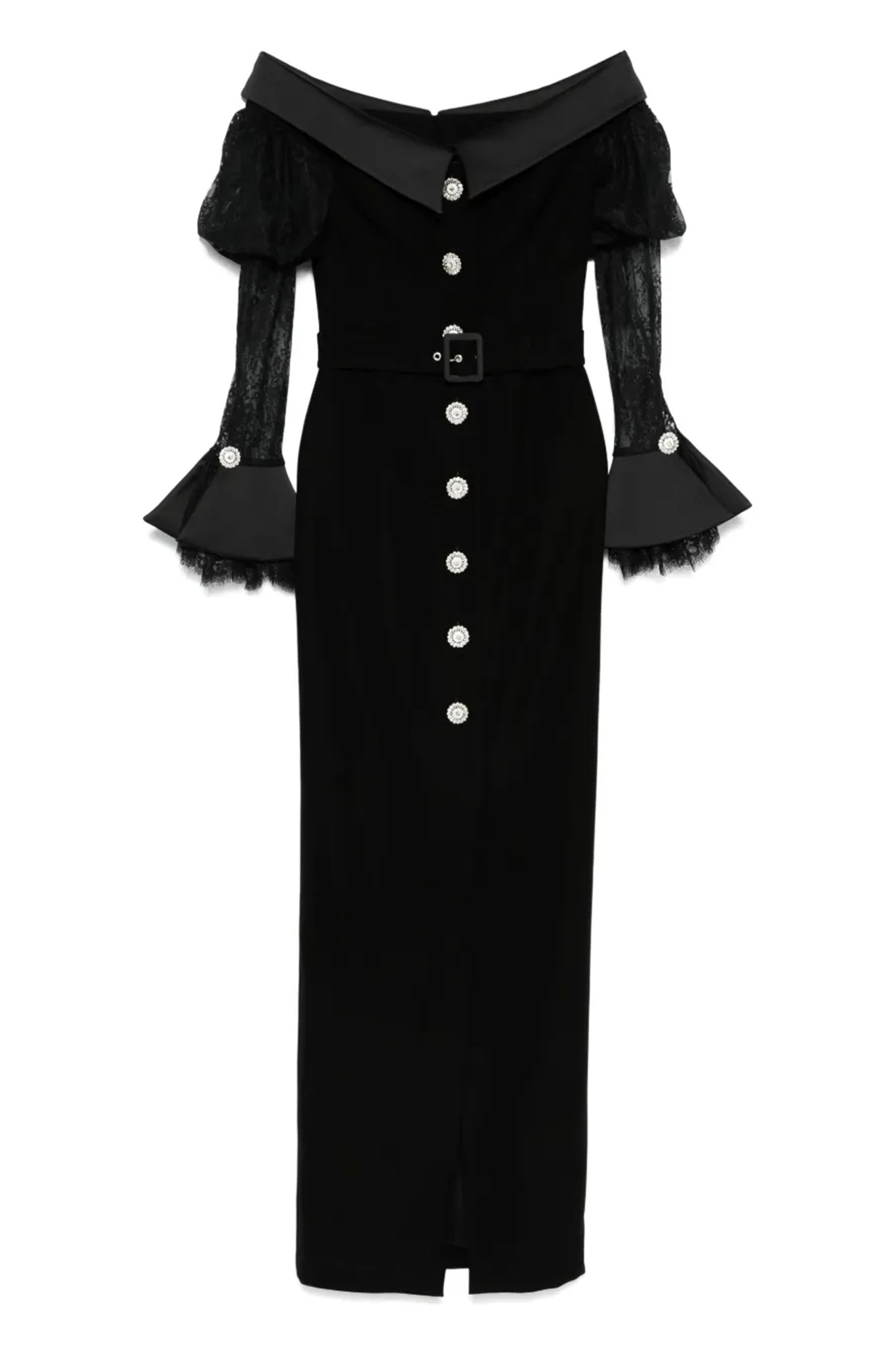 Sophisticated Black Off-Shoulder Lace Maxi Dress