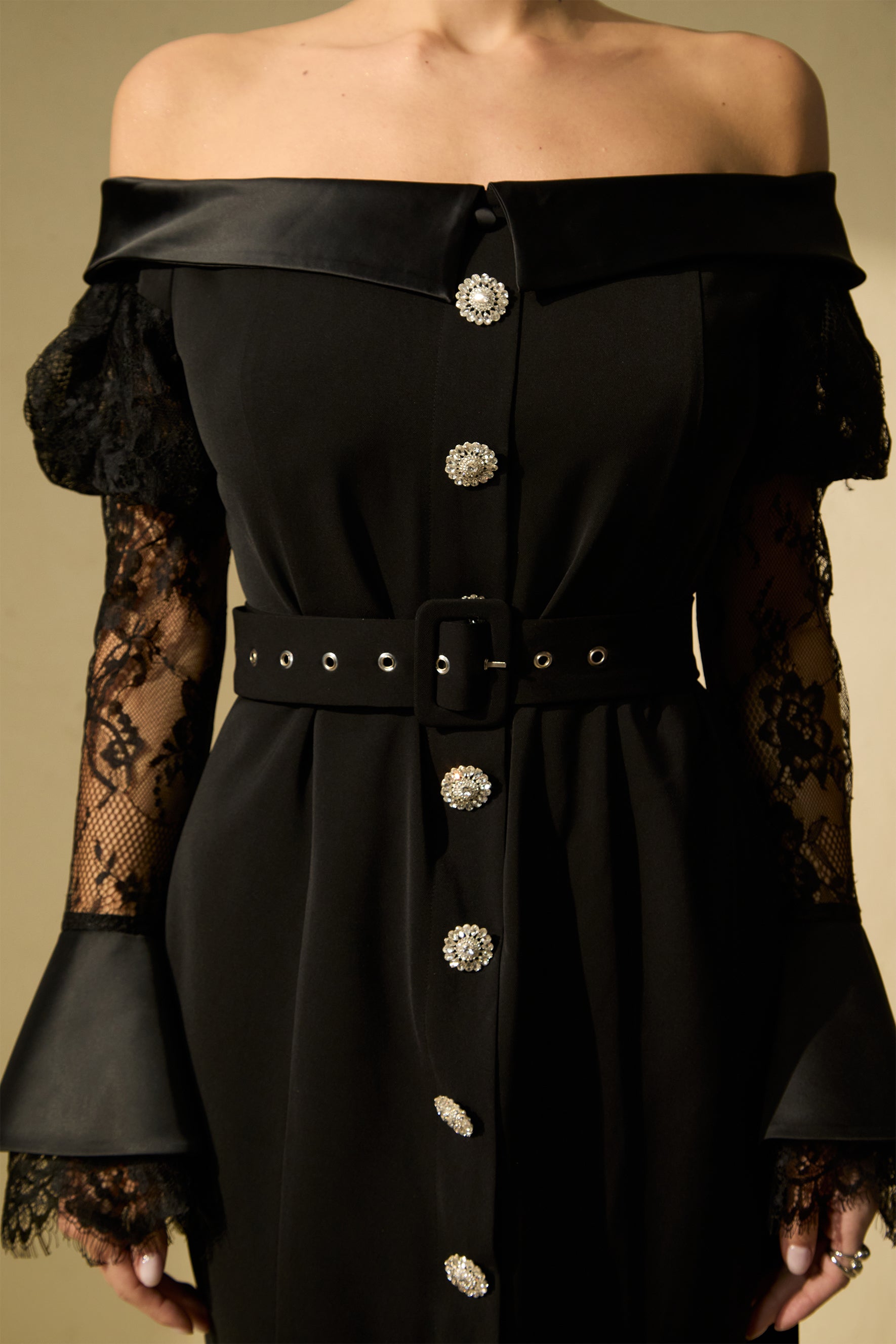 Sophisticated Black Off-Shoulder Lace Maxi Dress