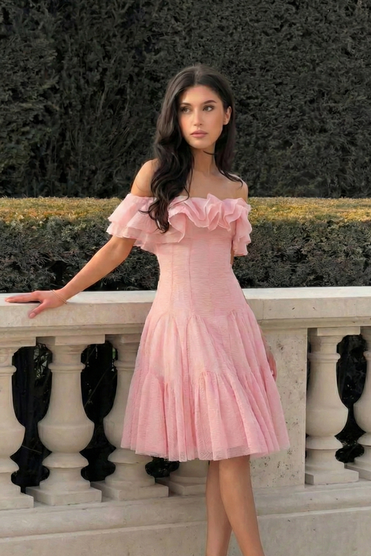 Sophisticated Off-Shoulder Ruffle Midi Dress