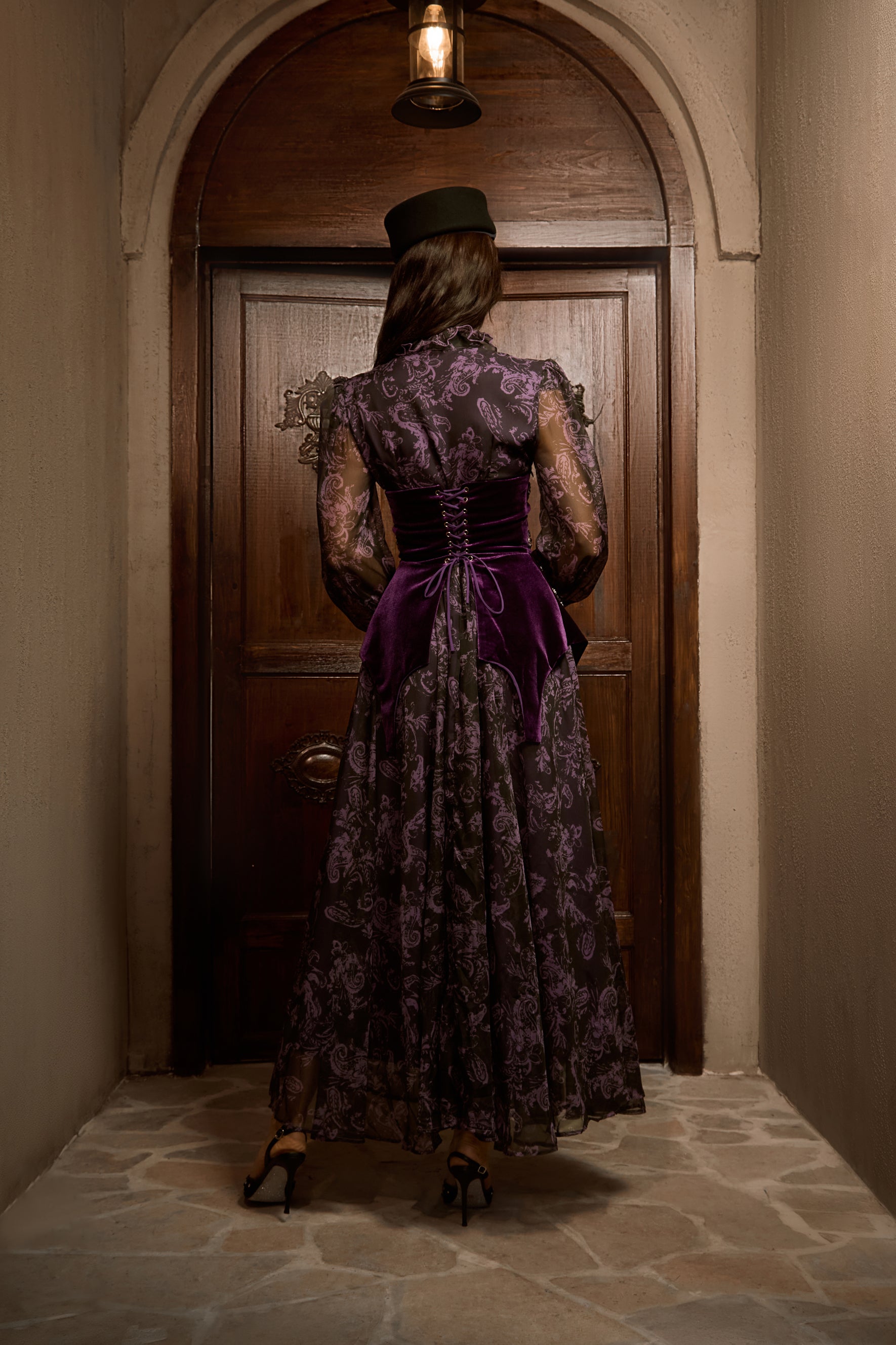 Sophisticated Velvet Floral Maxi Dress