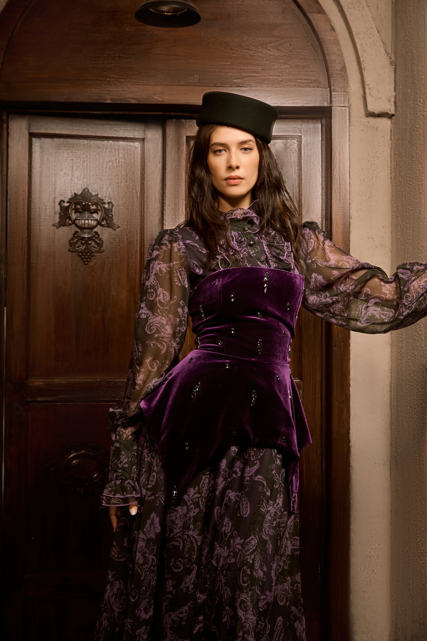 Sophisticated Velvet Floral Maxi Dress