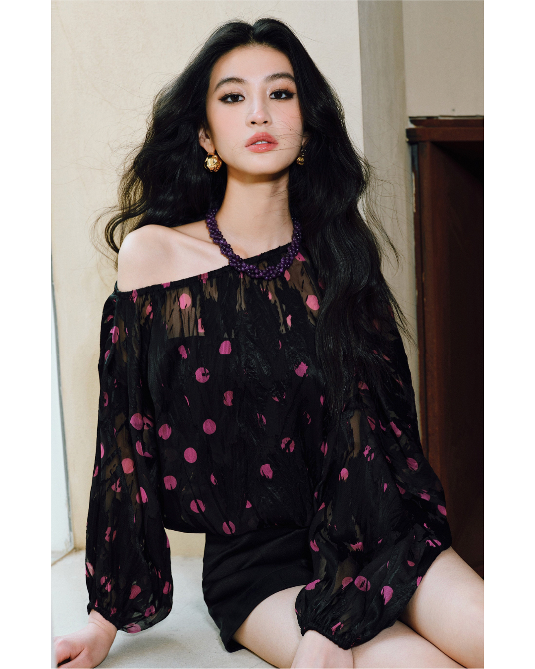 Rayon Off-Shoulder Top - Vintage Leopard Print