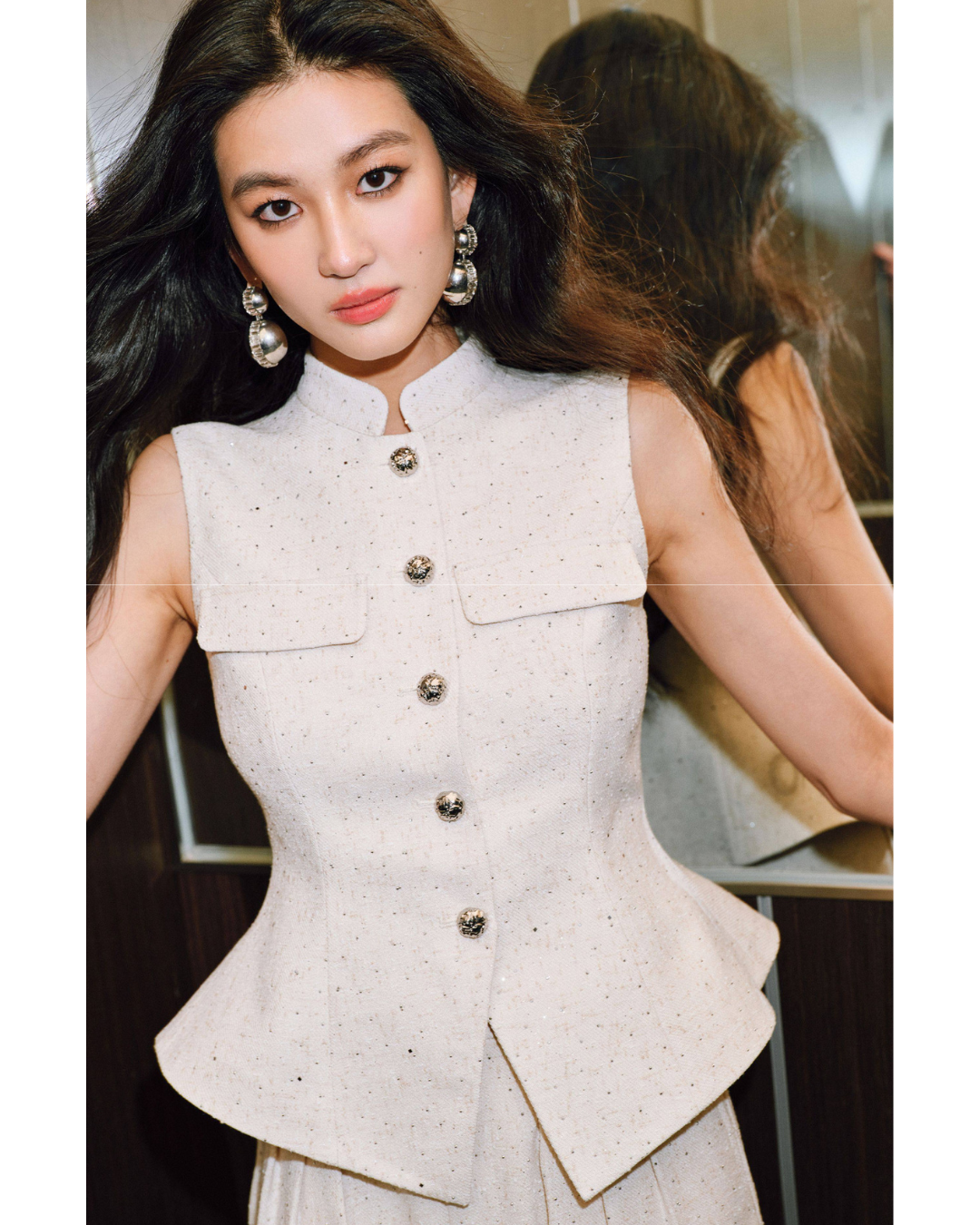 Tweed 3-Piece Set - Vest and Straight-Leg Pants