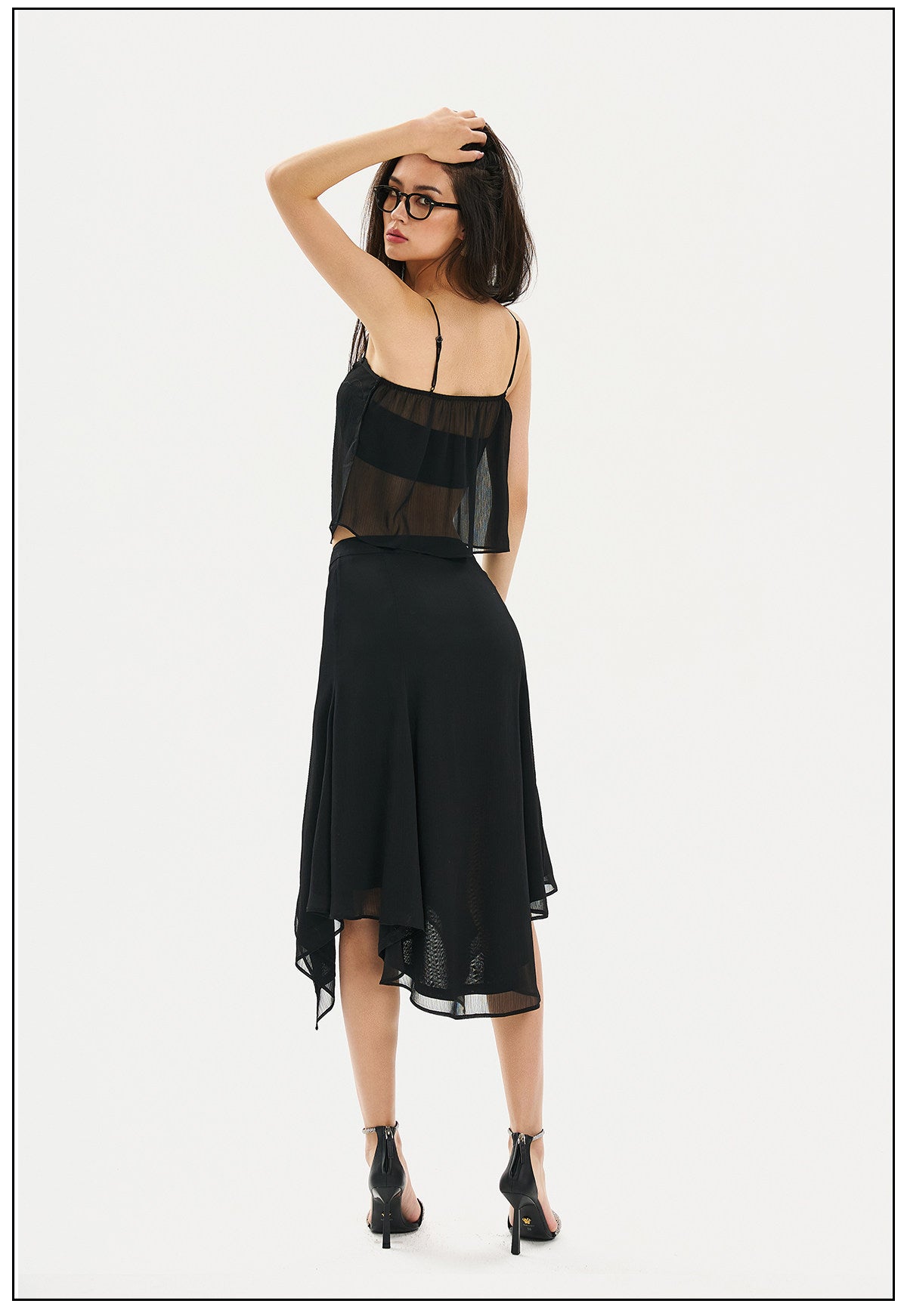 Polyester Skirt - Elegant Black Mesh Design