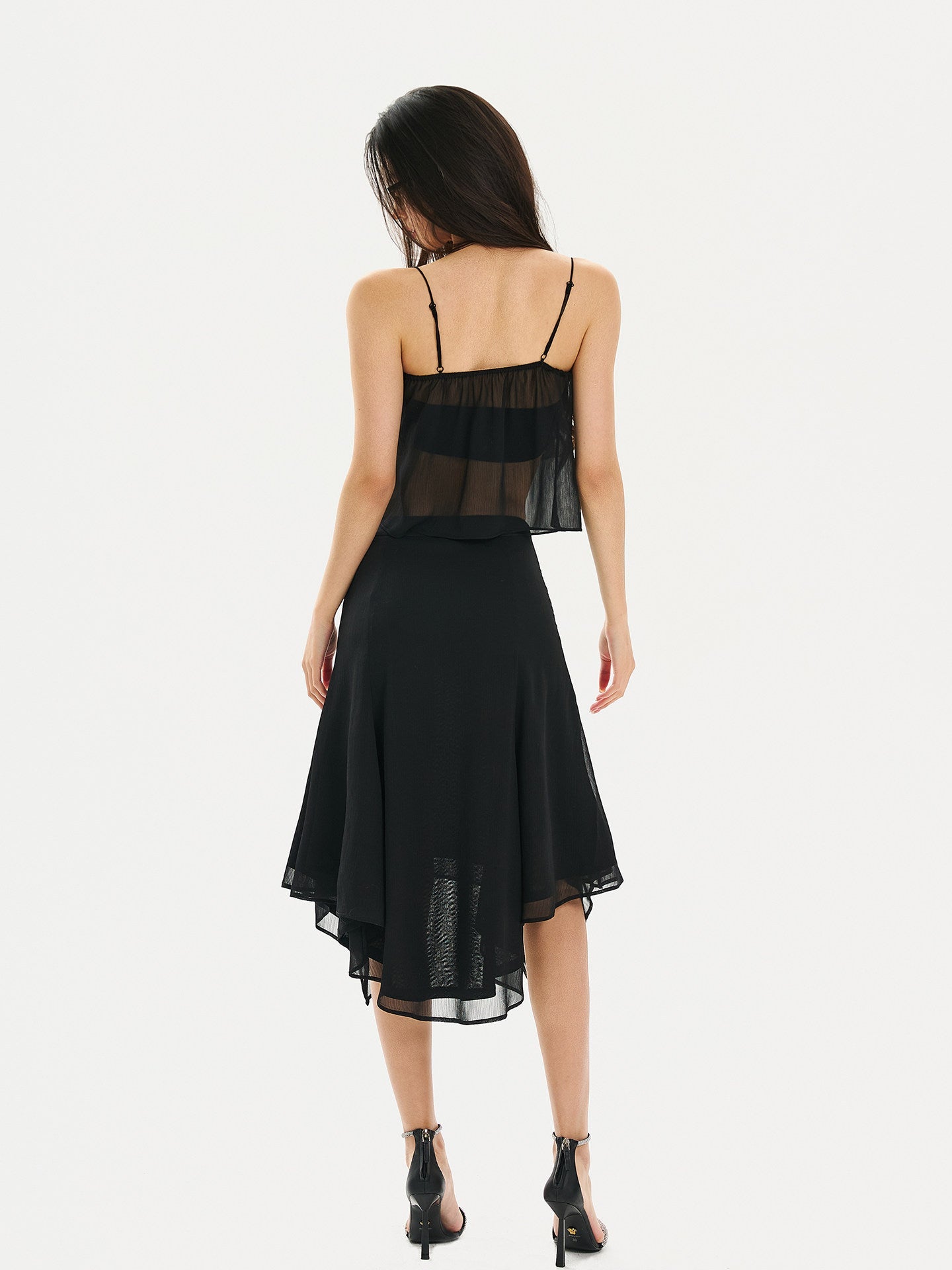 Polyester Skirt - Elegant Black Mesh Design
