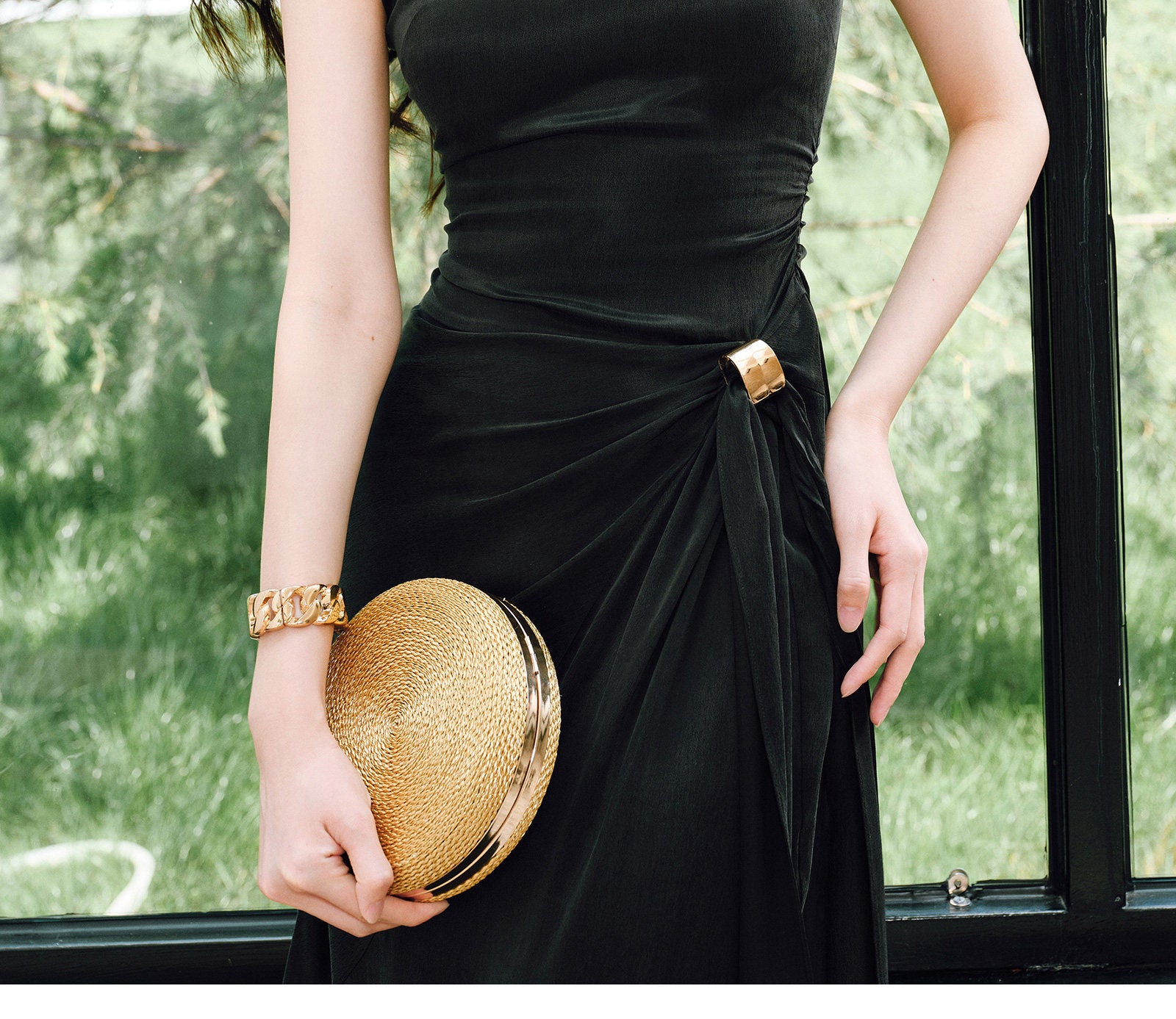 black dress with gold collar US 2 / BLACK