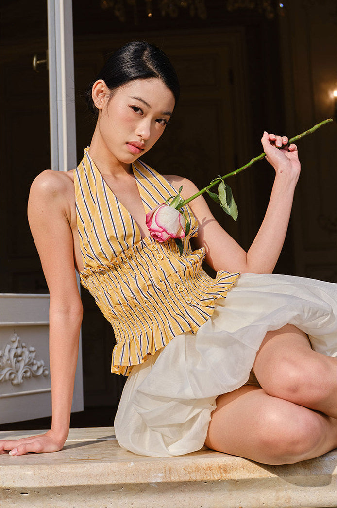 Cotton Sleeveless Striped Shirt