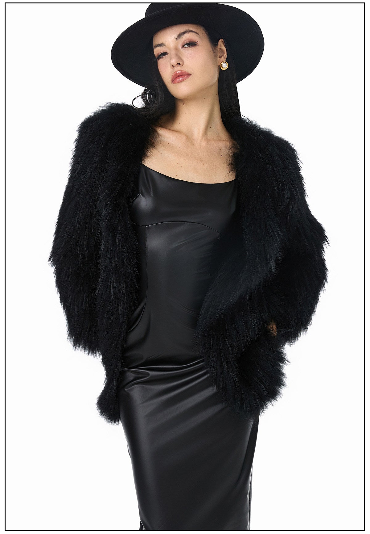 Polyester Dress - Fitted PU Leather with Elastic
