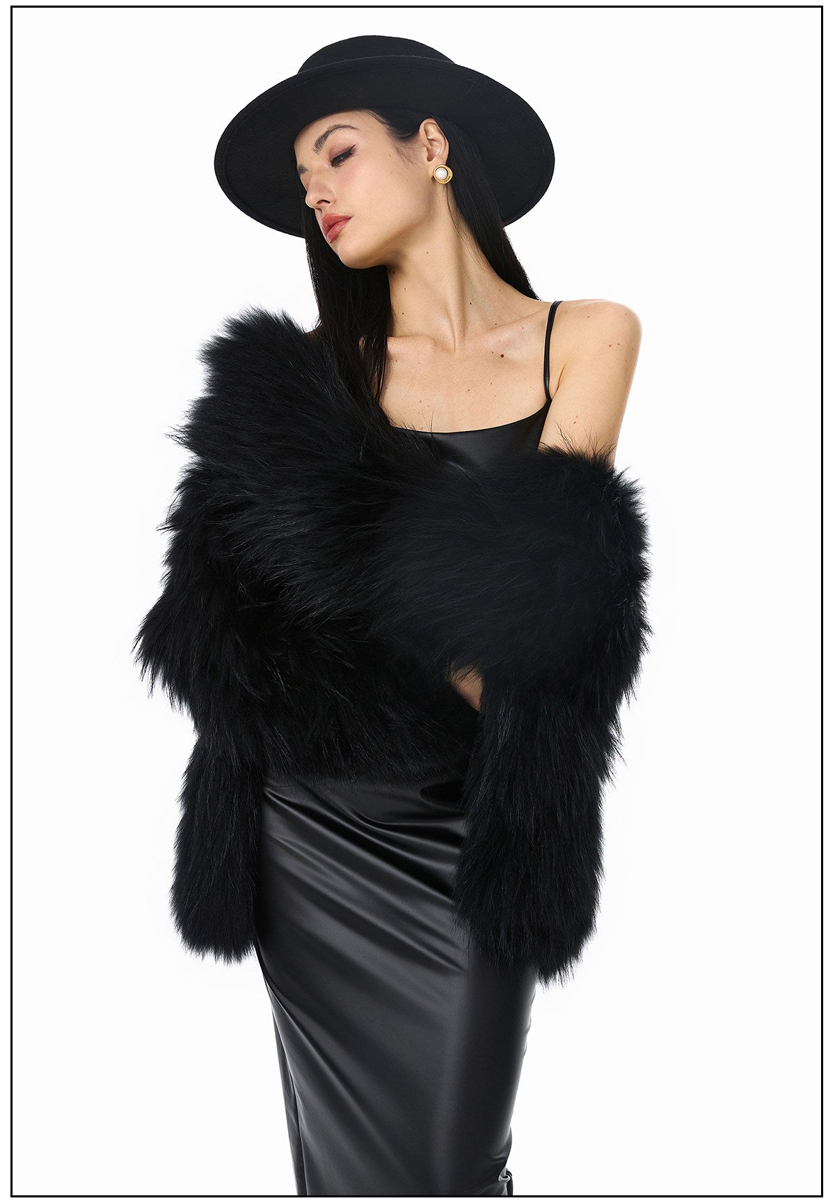 Polyester Dress - Fitted PU Leather with Elastic