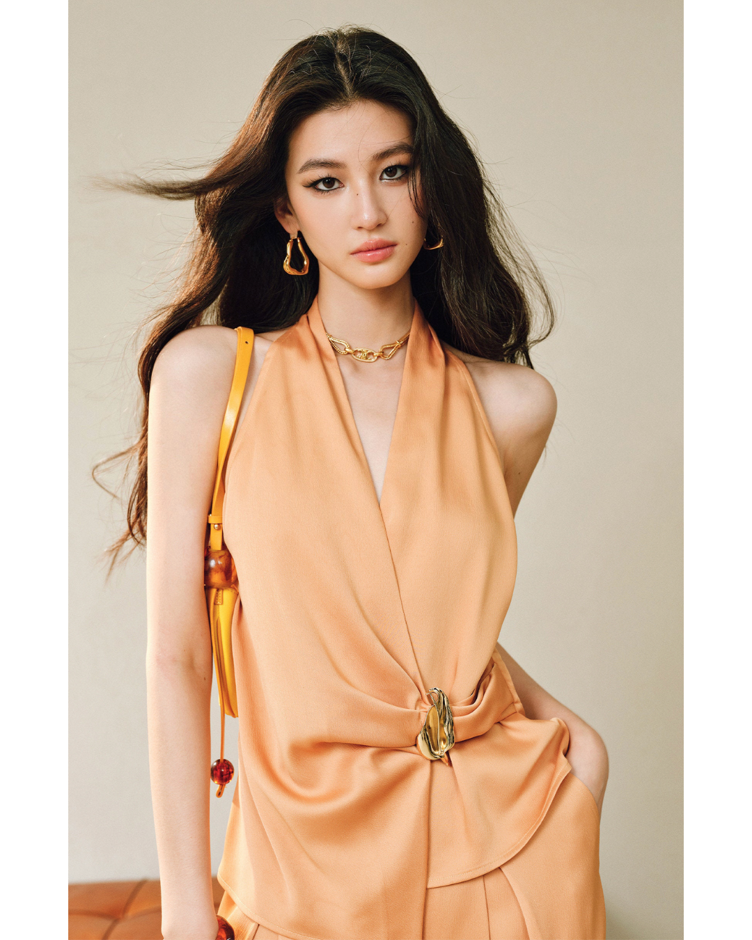 Mulberry Silk 3-Piece Set - Halter Top and Wide Leg Pants