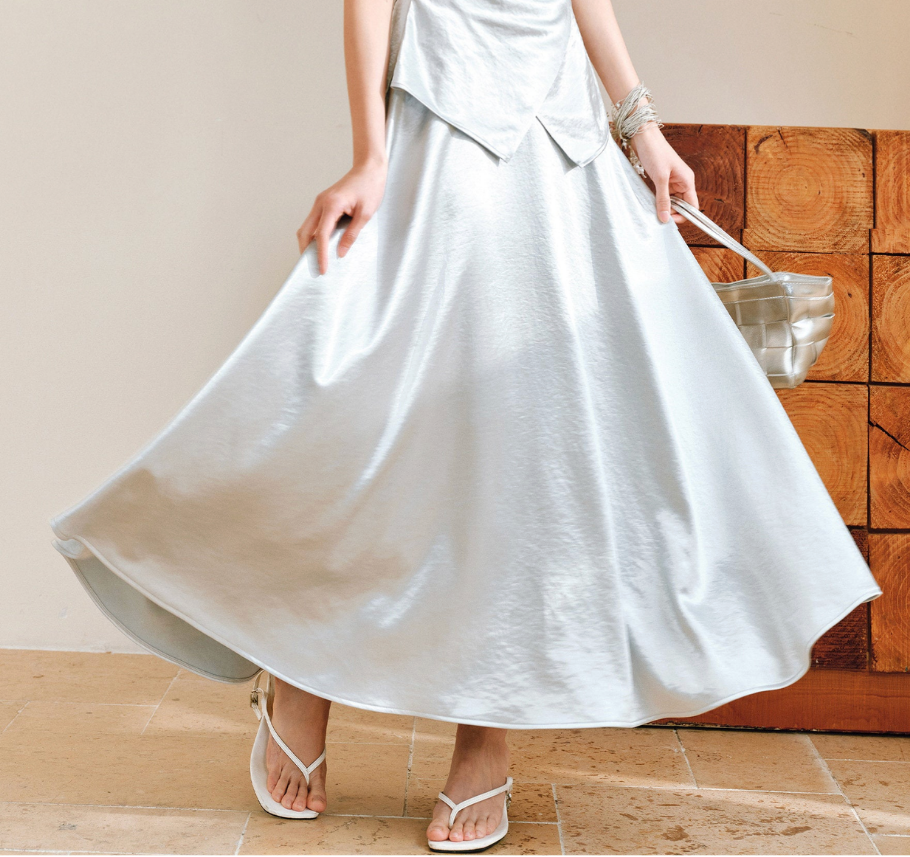 Mulberry Silk 3-Piece Set - Halter Neck Top and Umbrella Skirt