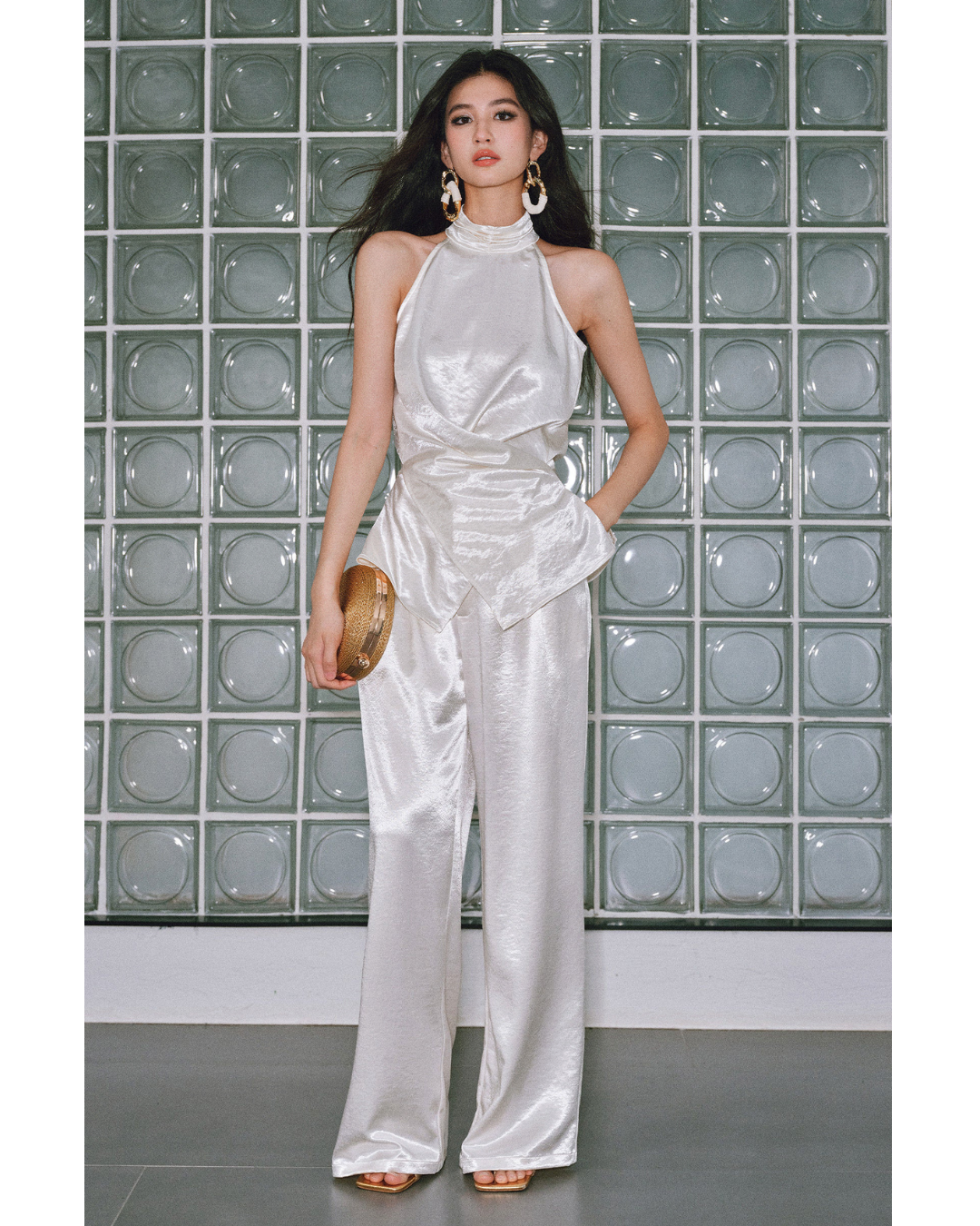 Mulberry Silk 3-Piece Set - Halter Neck Top and Umbrella Skirt