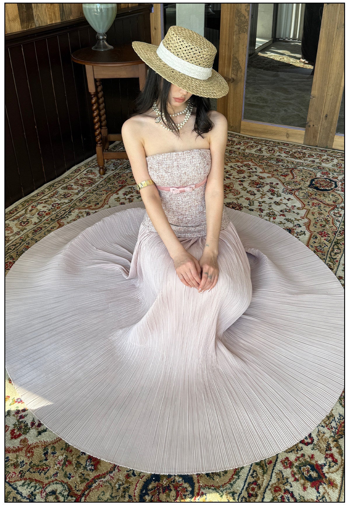 Pink Strapless Dress - Elegant Evening Gown