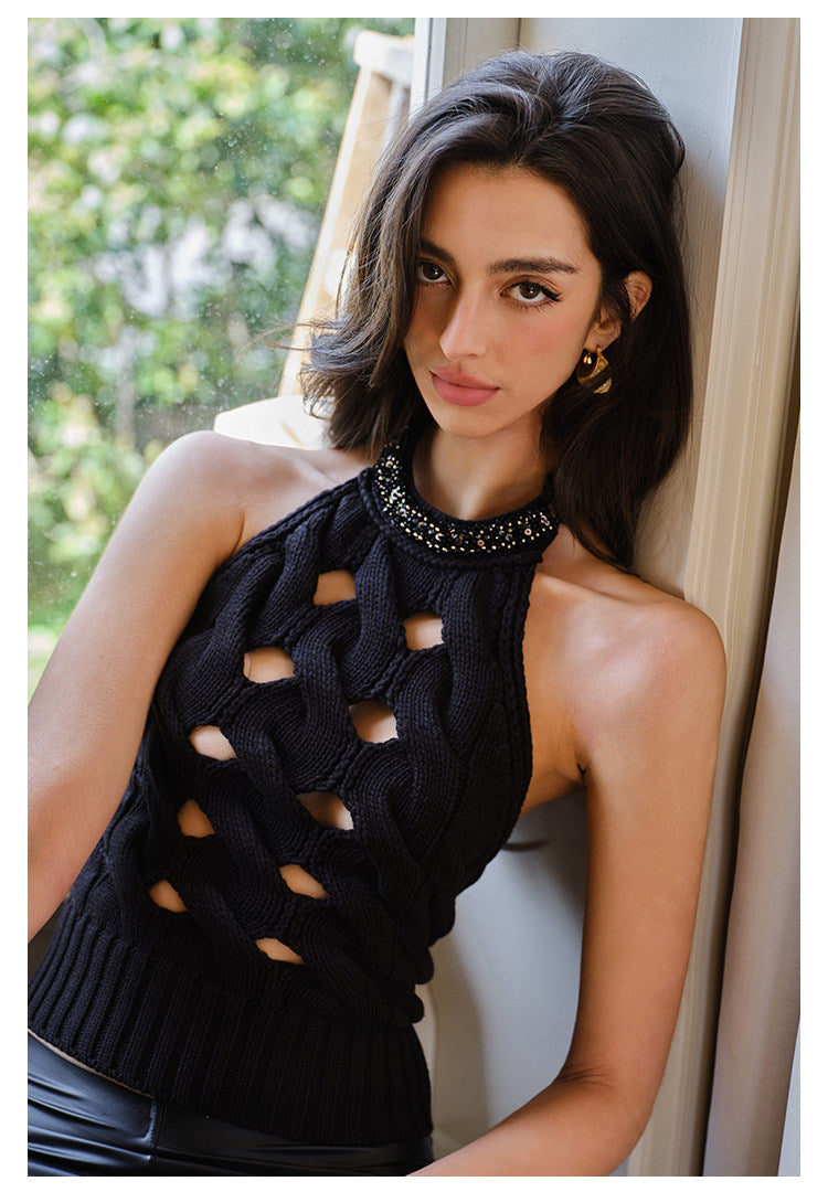 Knitted Top with Bling Design