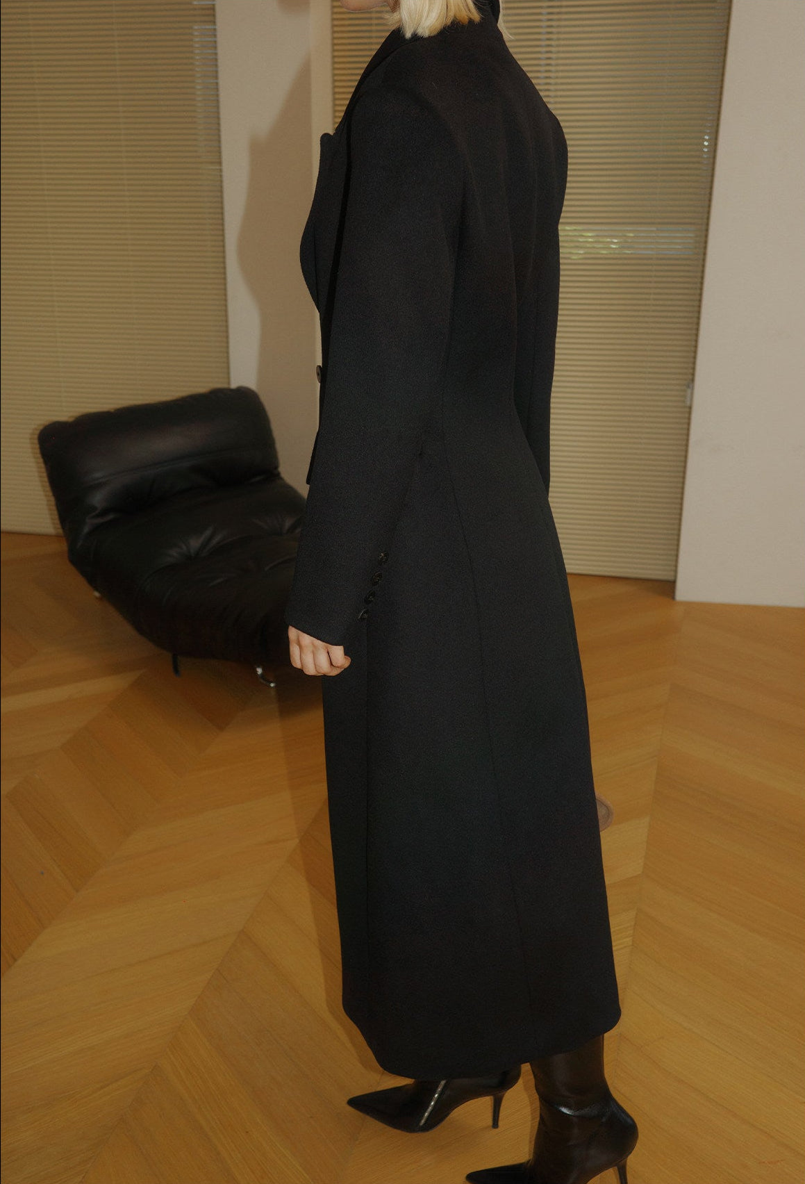 Wool Long Coat - Elegant Minimalist Design