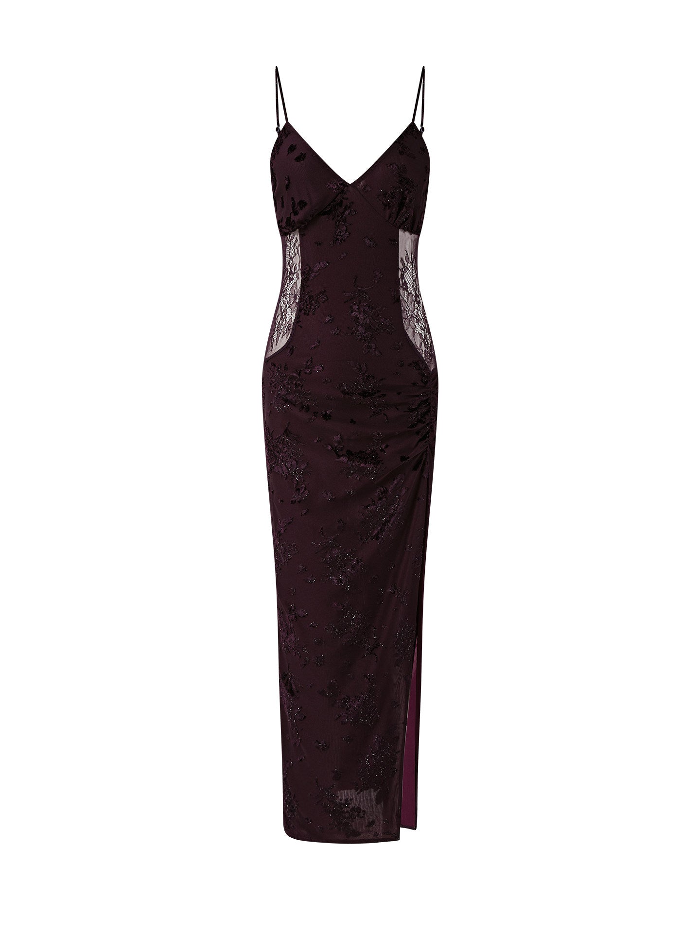 Mulberry Silk Dress - Elegant Lace Design