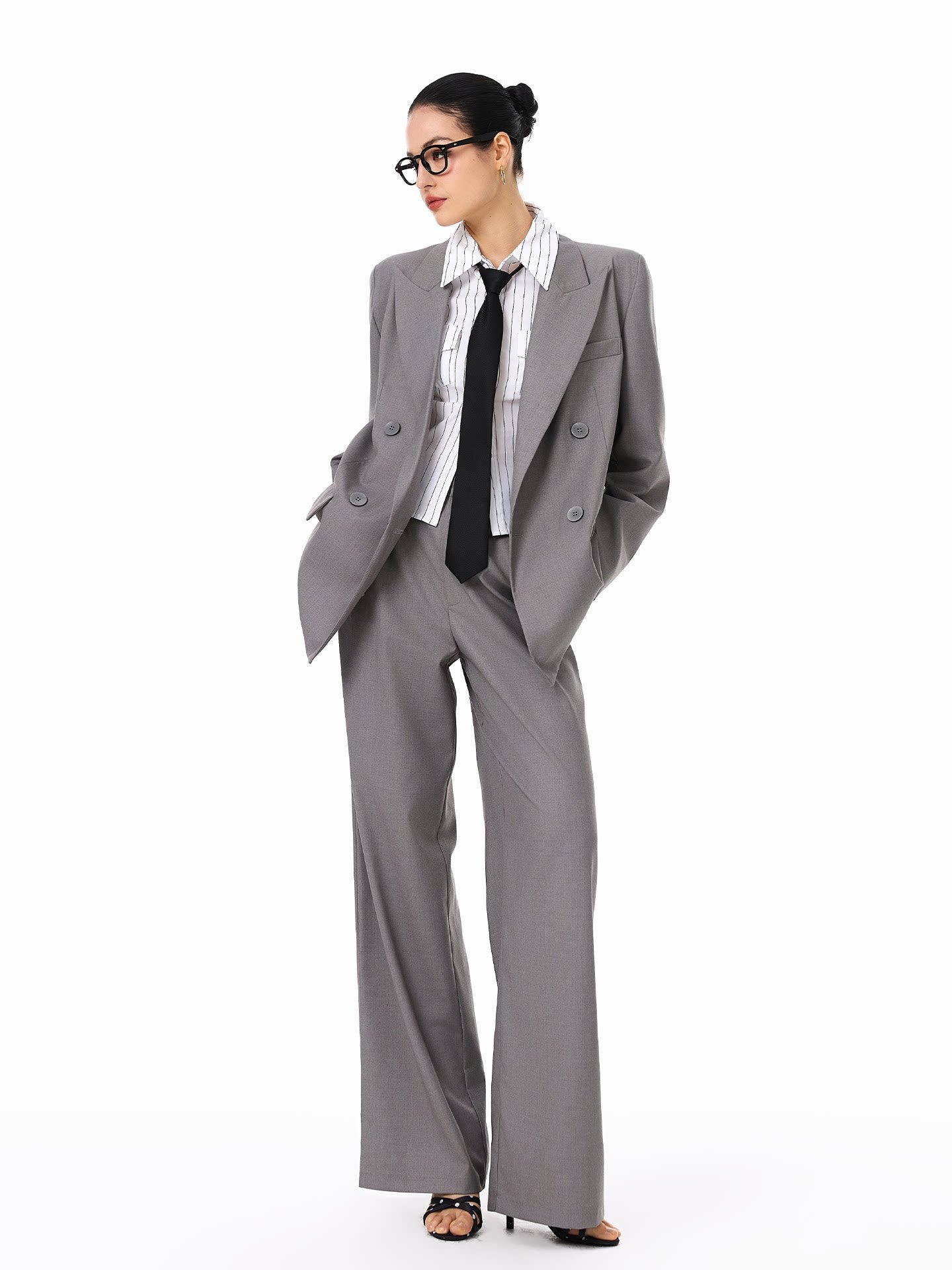 Viscose - Elegant Top and Tailored Pants Two-Piece Set
