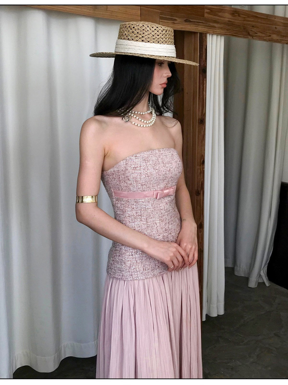 Pink Strapless Dress - Elegant Evening Gown