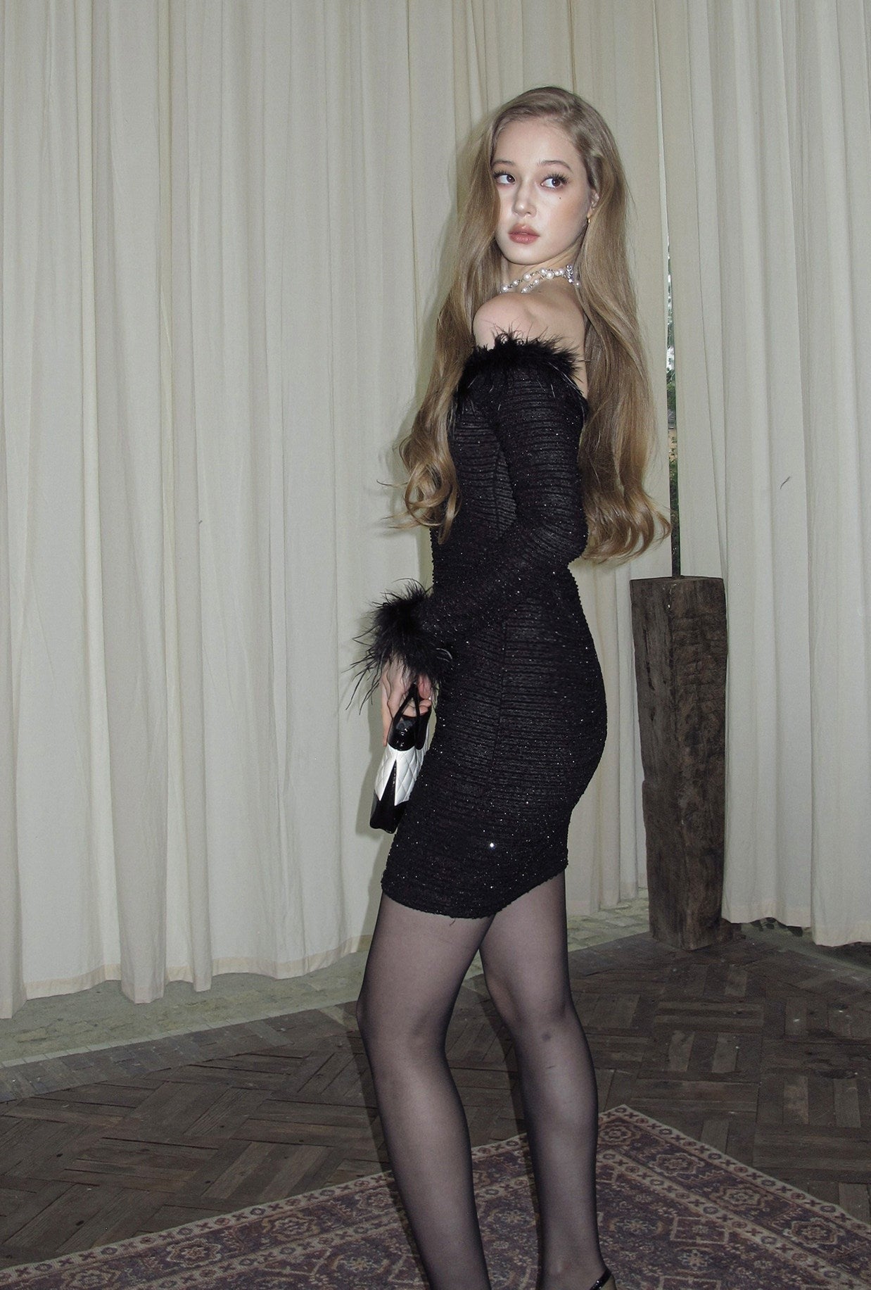 Polyester Dress - Elegant One-Shoulder Design