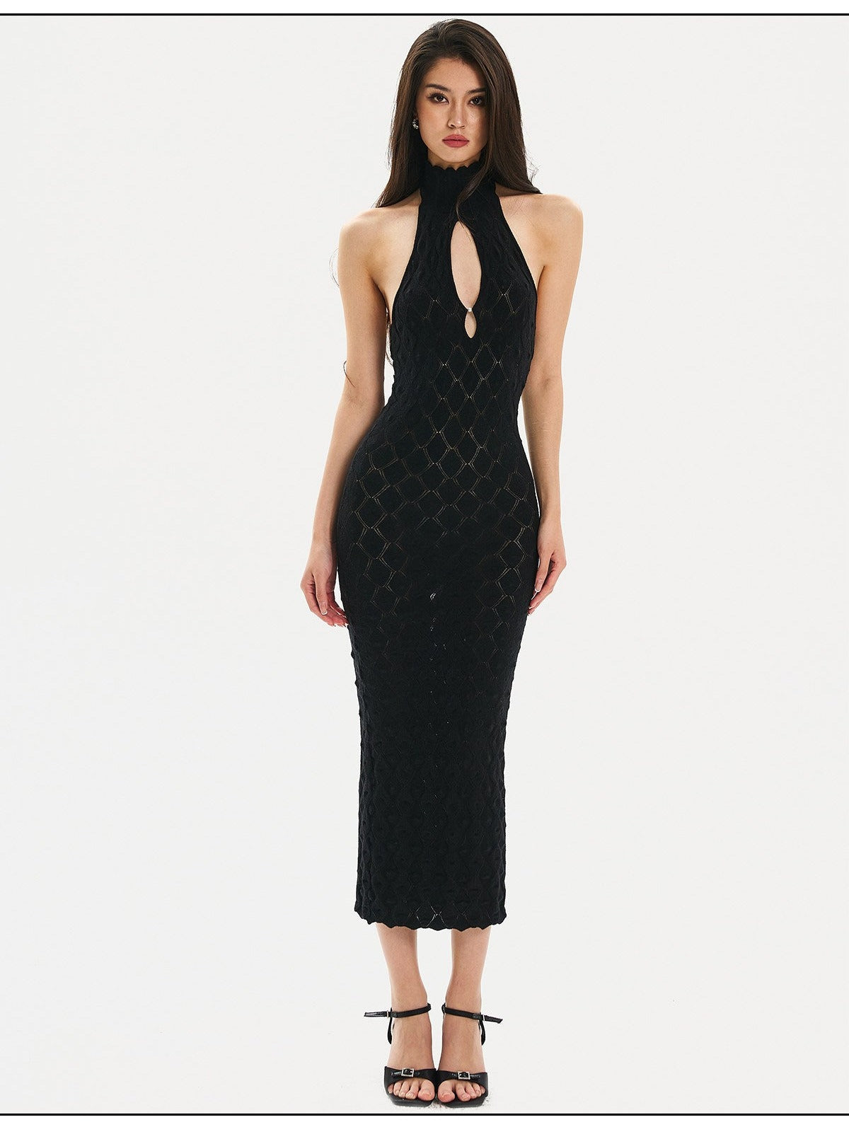 Mulberry Silk Dress - Halter Neck Cut-Out Design