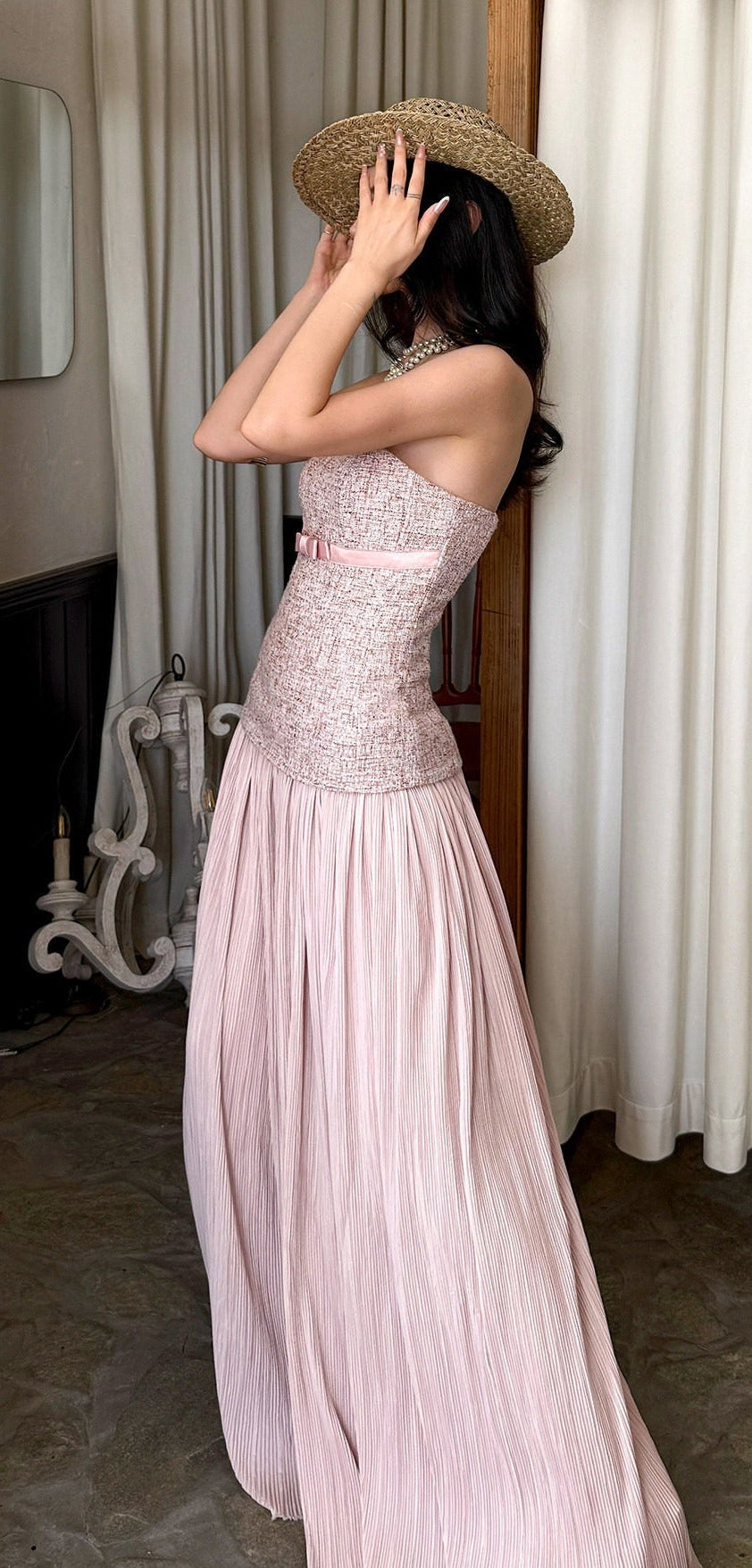 Pink Strapless Dress - Elegant Evening Gown
