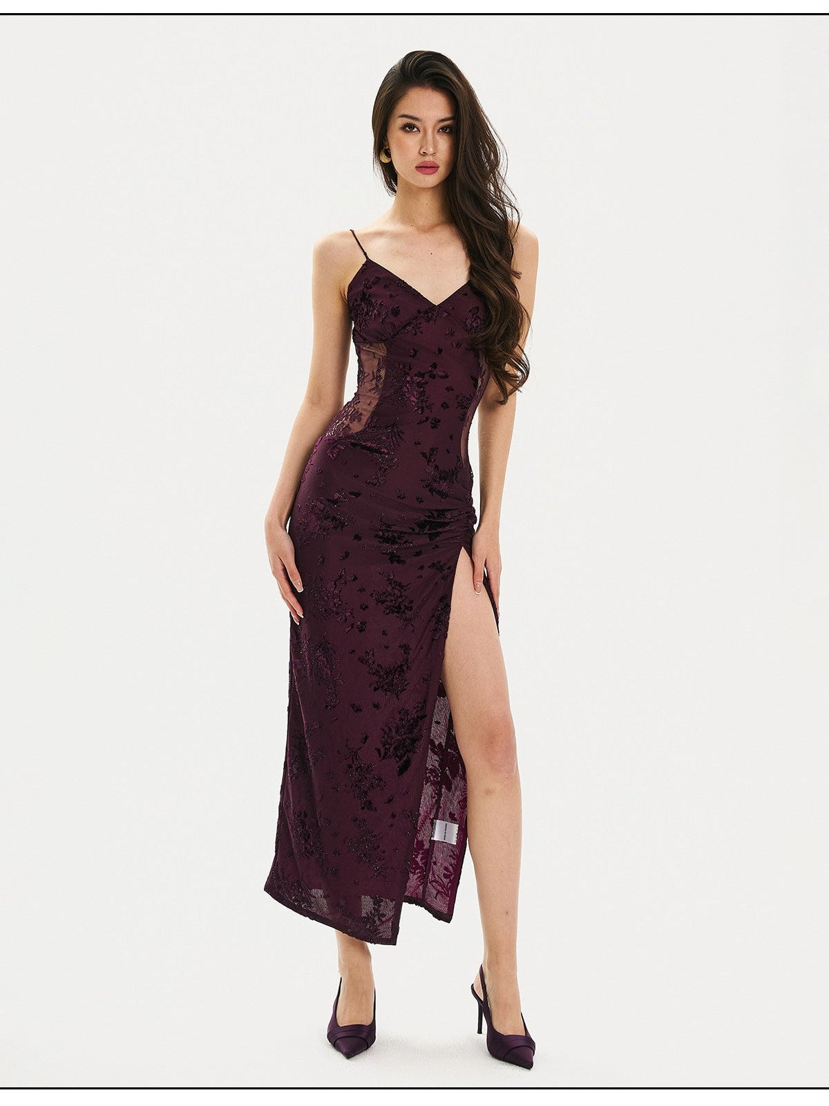 Mulberry Silk Dress - Elegant Lace Design