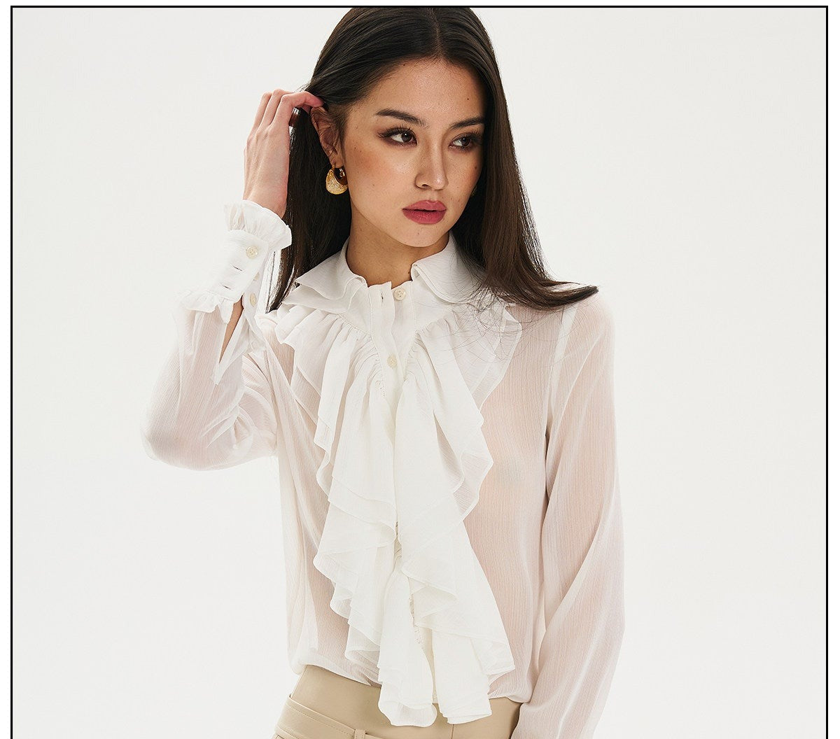 Chiffon Blouse with Ruffle Design