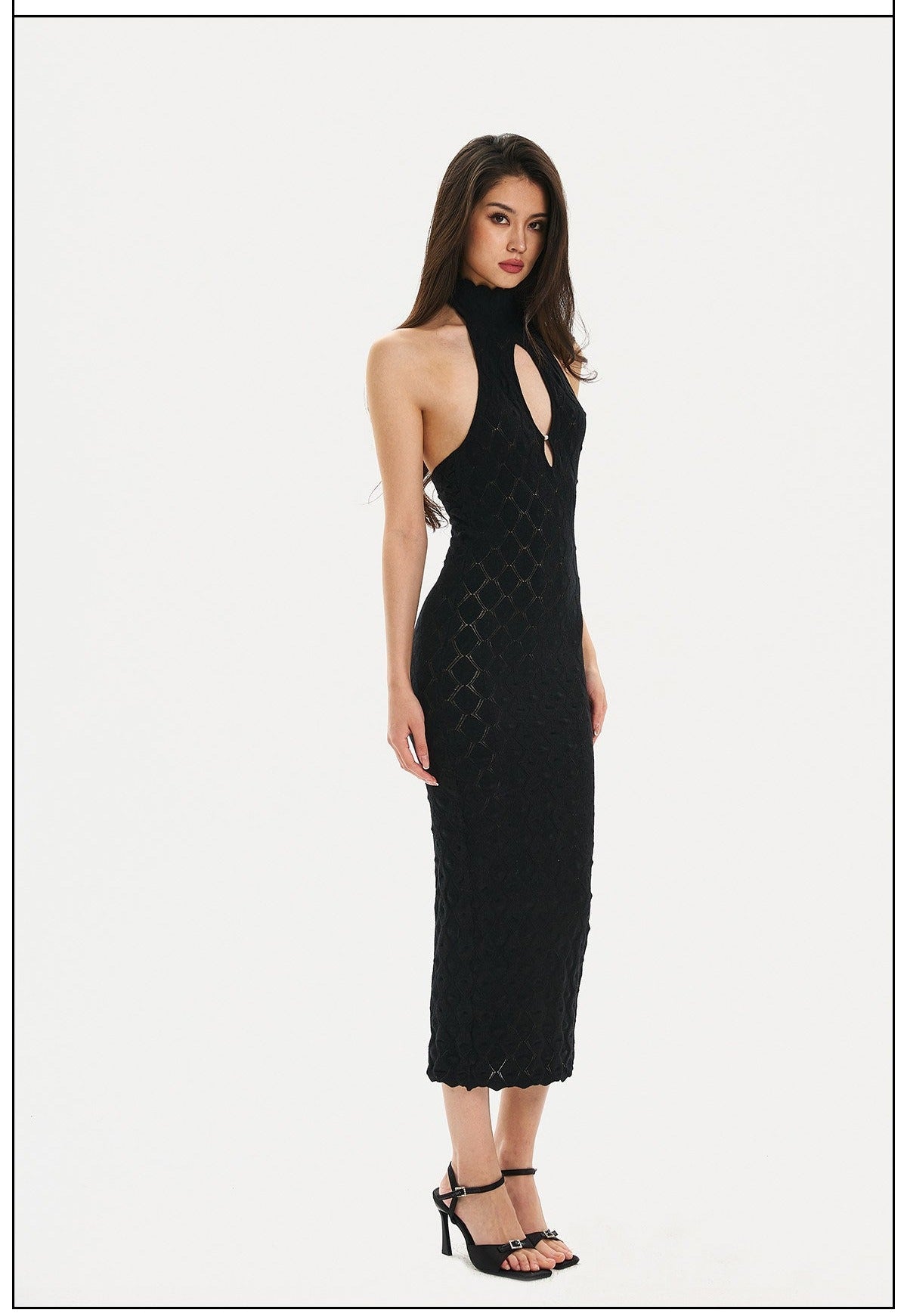 Mulberry Silk Dress - Halter Neck Cut-Out Design
